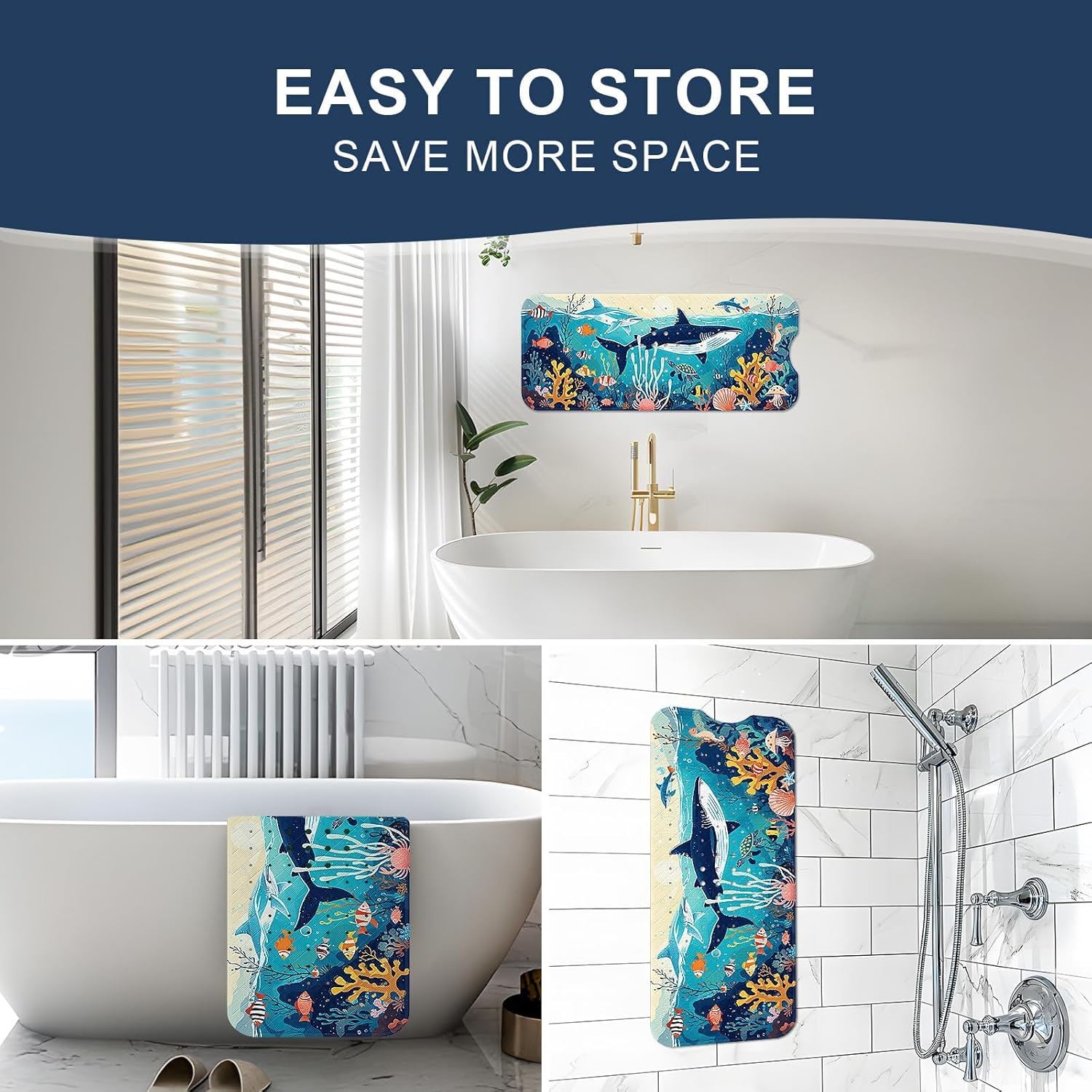 XIYUNTE Baby Bath Mat for Tub Non Slip Kids Bath Mat - 40"x16" Extra Long Bathtub Mat Non Slip Kids, Eco-Friendly Toddler Bath Mats with Suction Cups for Secure Grip, Easy to Clean & Easy Drying