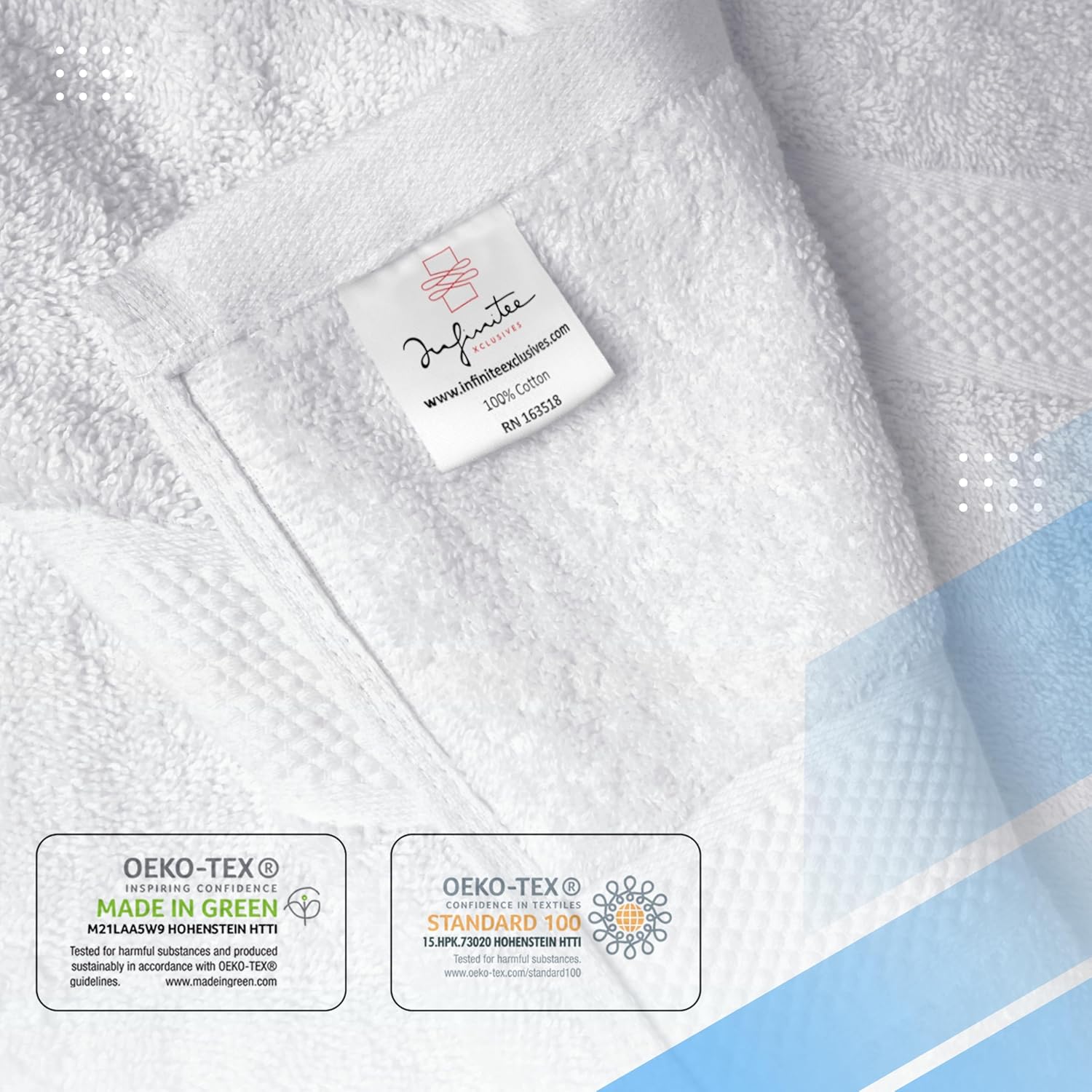 Infinitee Xclusives Luxury 100% Ring-Spun Cotton White Bath Towels Set of 4 (27x54 inches) – Soft, Absorbent & Quick-Drying Towels for Bathroom, Gym, Spa & Hotel Use (Brilliant White, Bath Towels)
