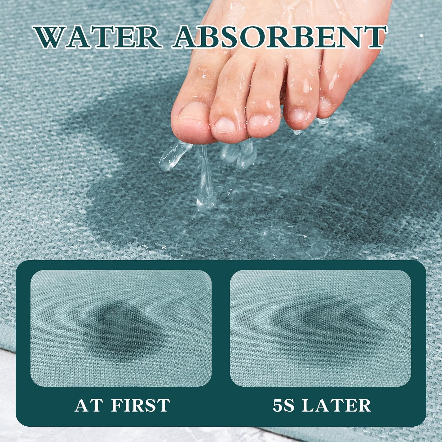 chakme Bathroom Rugs Mat 24x17, Ultra Thin Non Slip Bath Mat Small Quick Dry Absorbent Bath Mat for Bathroom Floor, (Light Blue, 24"x17")