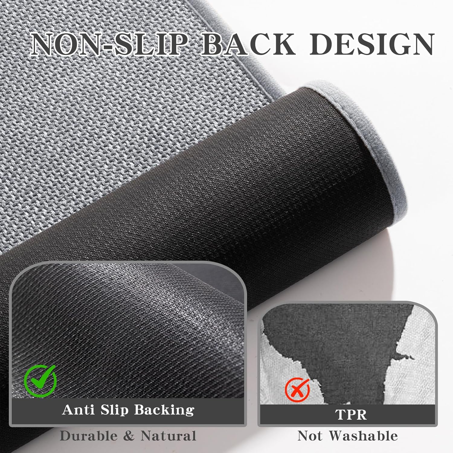 chakme Bathroom Rugs Mat 32x17, Ultra Thin Non Slip Bath Mat Quick Dry Absorbent Bath Mat for Bathroom Floor, (Light Grey, 32"x17")