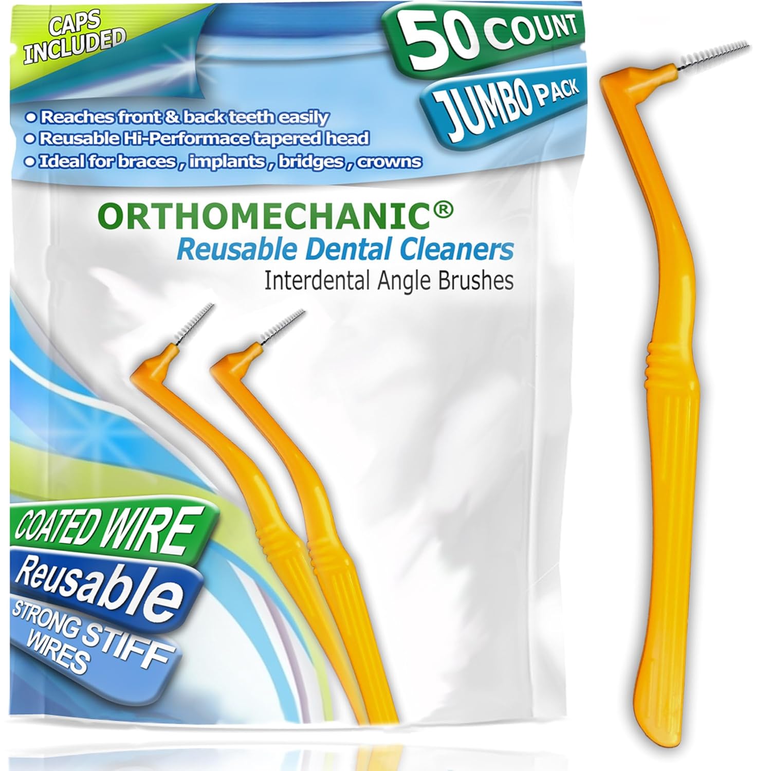 Interdental Brush Angle Cleaners - Jumbo Pack (50 Brushes) (Tight) - Remove Plaque - Toothpick