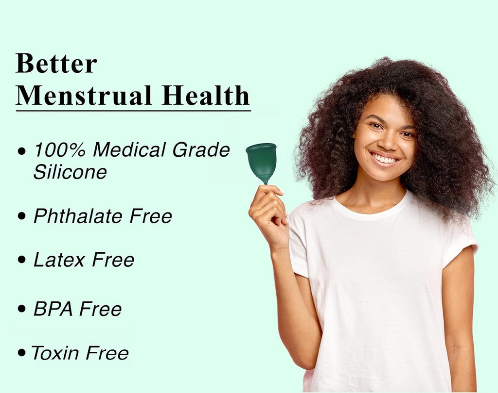 SHORDY Reusable Menstrual Cups (Large) Set of 2 with Mini Box, Medical Grade Silicone, Coupe Menstruelle, Safe Period Cup, Heavy Flow Kit, Feminine Hygiene, Tampons, Pads & Disc Alternative (Green)