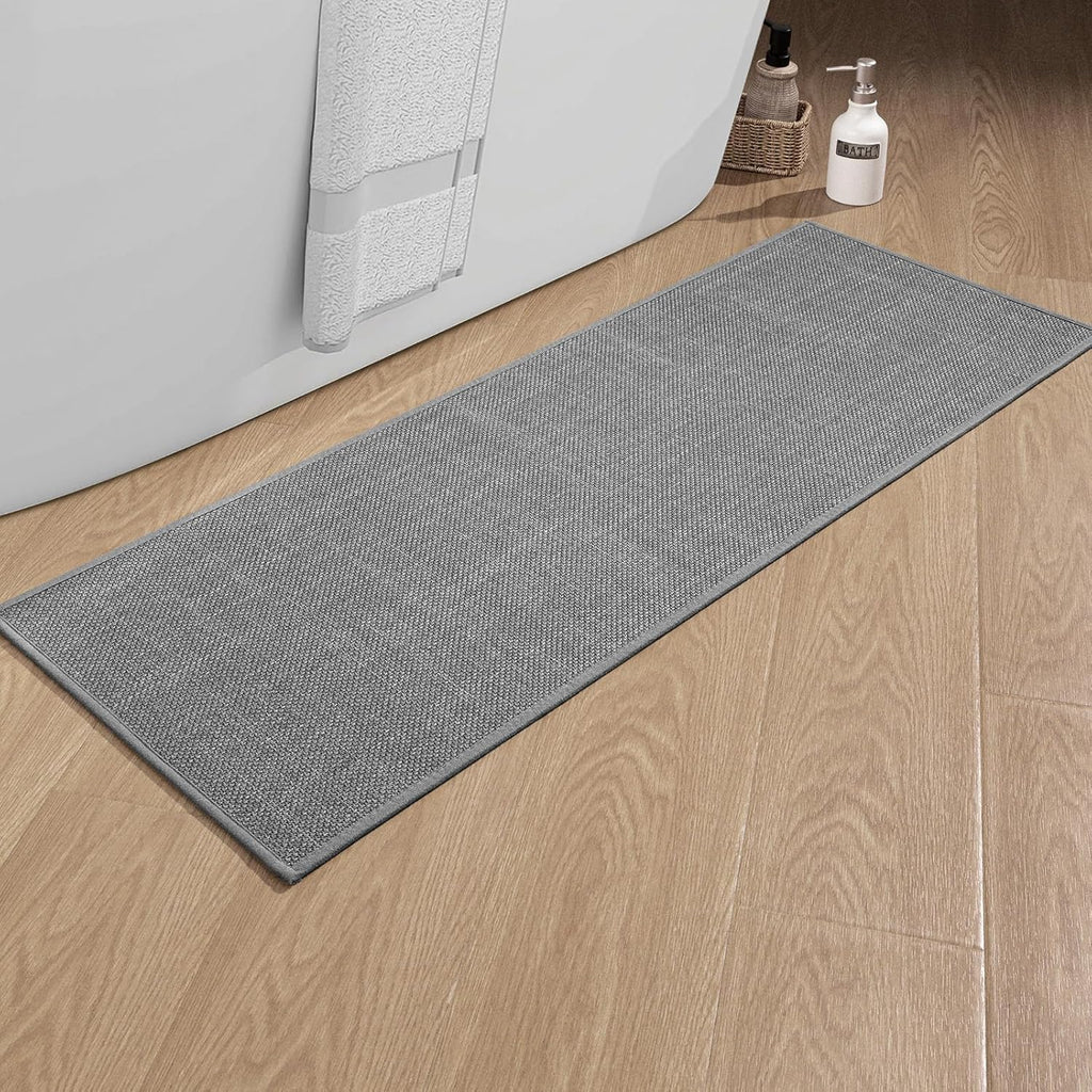 chakme Bathroom Rugs Mat 47x17, Ultra Thin Non Slip Bath Mat Runner Quick Dry Absorbent Bath Mat for Bathroom Floor, (Dark Grey, 47"x17")