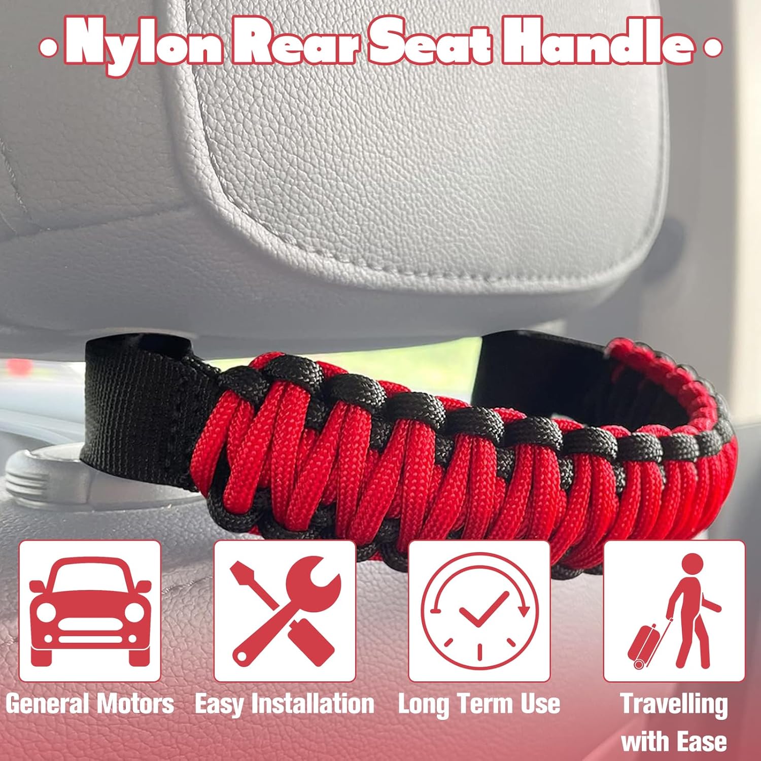 Car Door Handle for Elderly, Car Handle Assist for Elderly Car Door Handle, Car Cane Vehicle Support Handle, Car Headrest Grab Handle, Car Rear Seat Back Roll Bar Grip Handle