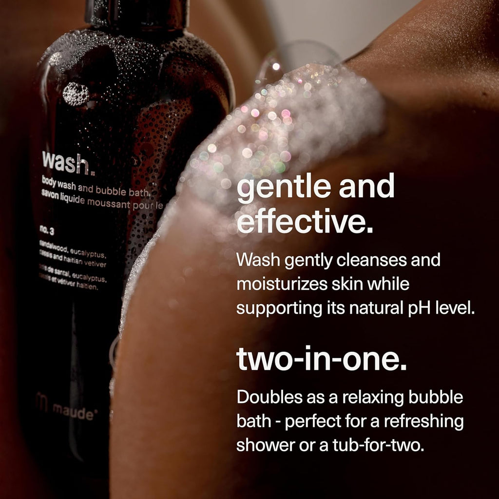 Maude Wash No. 2 - pH Balanced Moisturizing Body Wash & Bubble Bath - With Vitamin C & E for Whole-Body Skin & Feminine Care - Skin-Softening Shower Gel - Pink Pepper, Lemon & Cedarwood (12 fl oz)