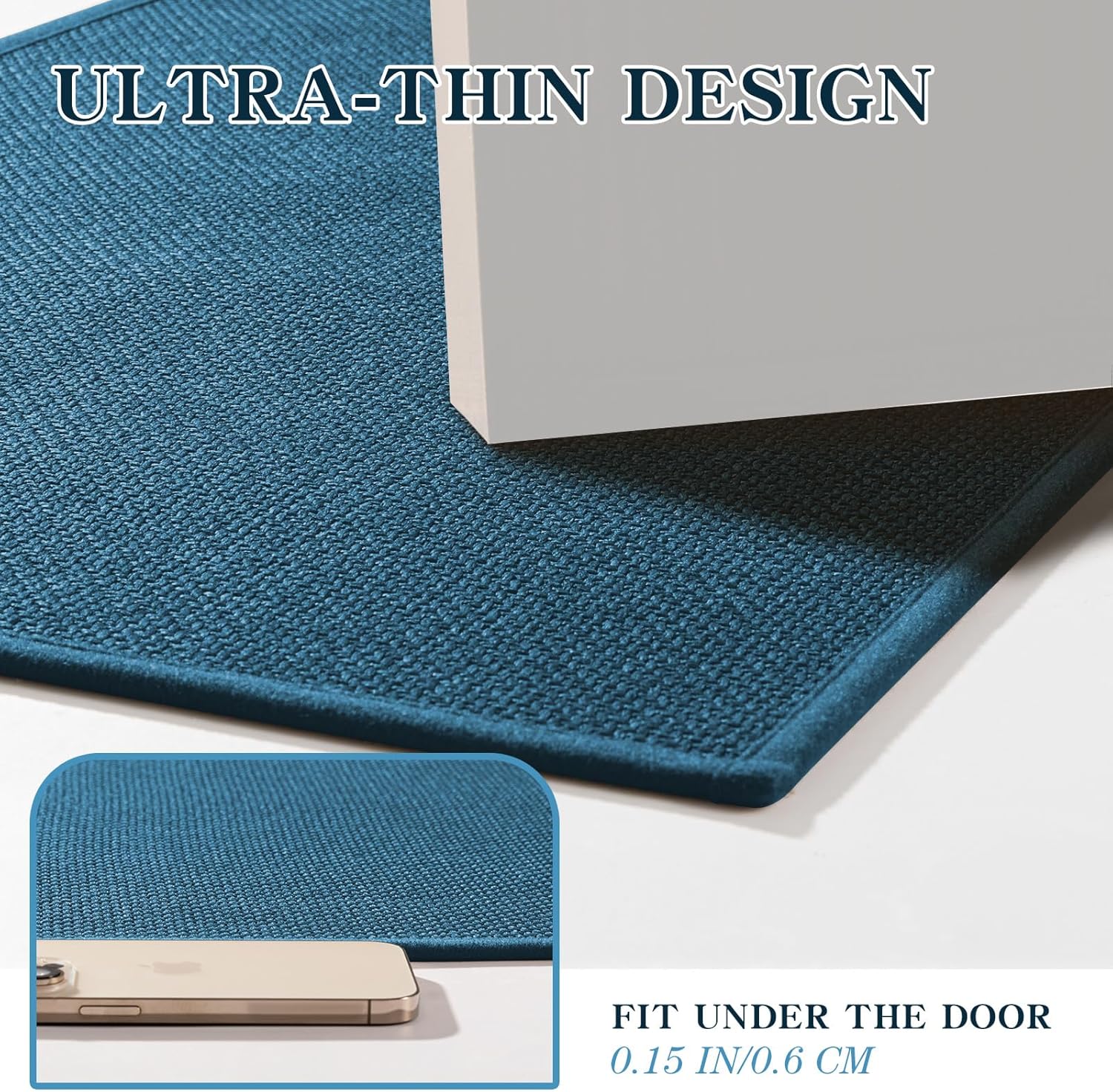 chakme Bathroom Rugs Mat 36x24, Ultra Thin Non Slip Bath Mat Large Quick Dry Absorbent Bath Mat for Bathroom, (Dark Blue, 36"x24")
