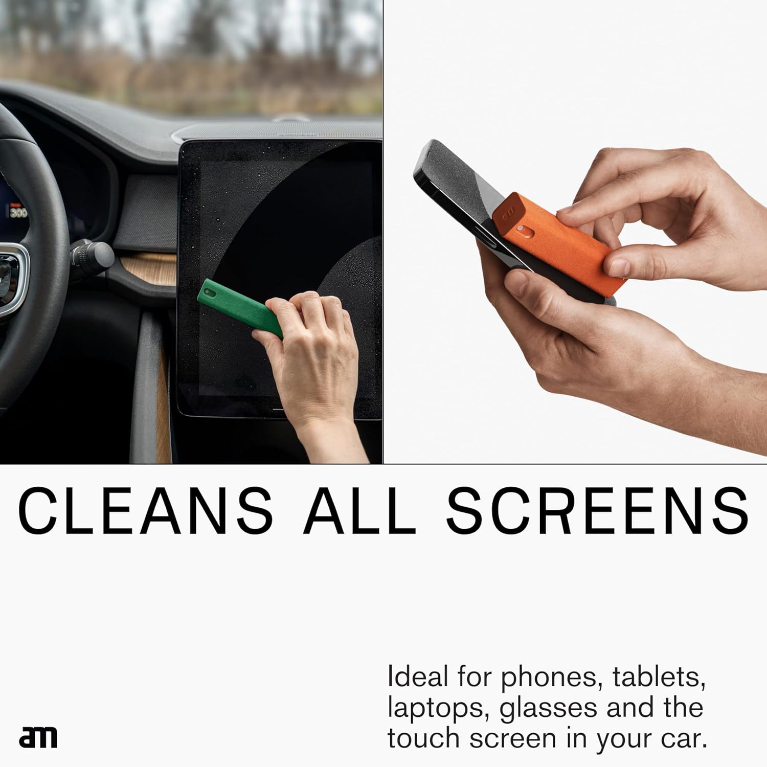 am Screen Cleaner Mist Spray with Microfiber Cloth Around – Alcohol-Free, Streak-Free Screen Cleaning Kit for Smartphones, Tablets, Laptops, Smart TVs & Car Screens, 1 Pack, Blue