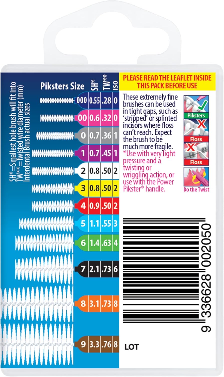 Piksters Interdental Brushes, 40 pk, Size 3, Interdental Tooth Brush for Medium Gaps, Gum Soft Bristles for Plaque Removal, Safe for Braces