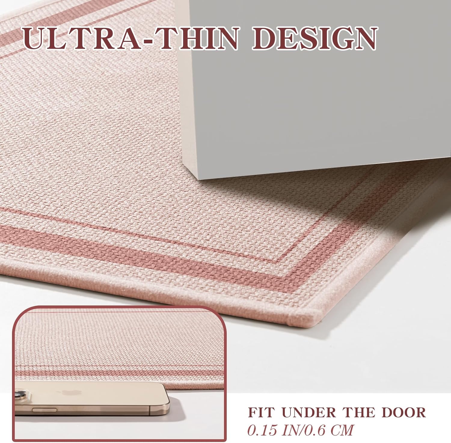 chakme Bathroom Rugs Mat 24x17, Ultra Thin Non Slip Bath Mat Small Quick Dry Absorbent Bath Mat for Bathroom Floor, (Light Pink, 24"x17")