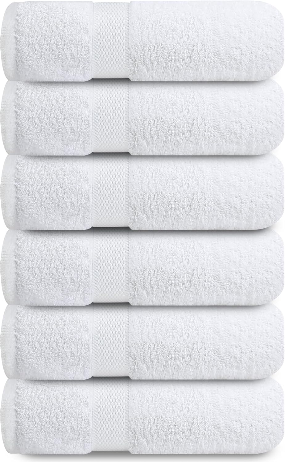 Infinitee Xclusives White Hand Towels for Bathroom - Set of 6 (16x28 inches) 600 GSM, 100% Cotton Ultra Soft, Quick Drying, Hotel Quality Hand Towel Set (Brilliant White, Hand Towels)