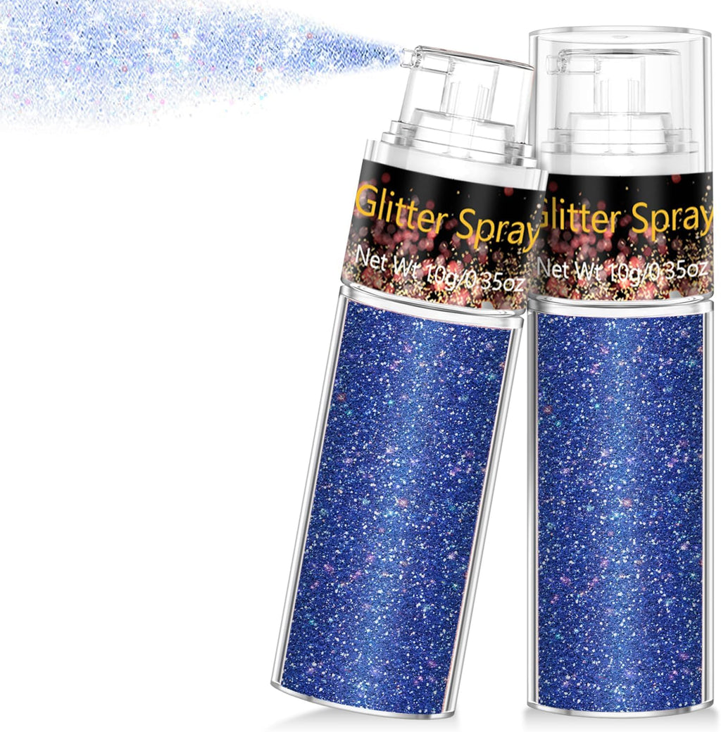Hair and Body Glitter Spray, 1PC Glitter Hairspray Dry Powder Makeup for Clothes, Festival Rave Prom Loose Sparkle Powder,Holographic Ultra Fine Resin Glitters for Crafts (Blue)