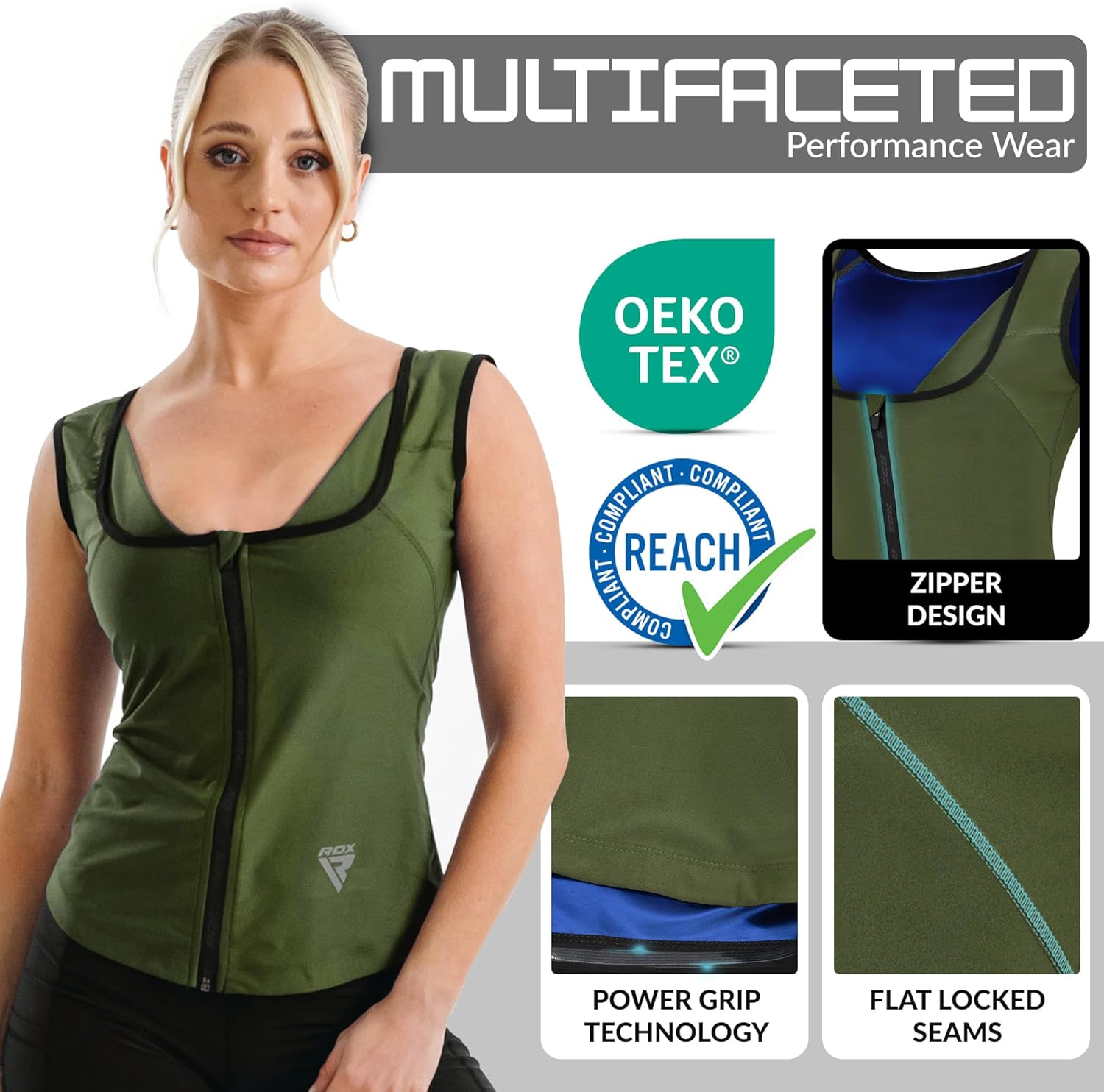 RDX Women’s Sauna Vest Heat Trapping Sweat Waist Trainer - Reach Oeko TEX 100 Certified Body Shaper