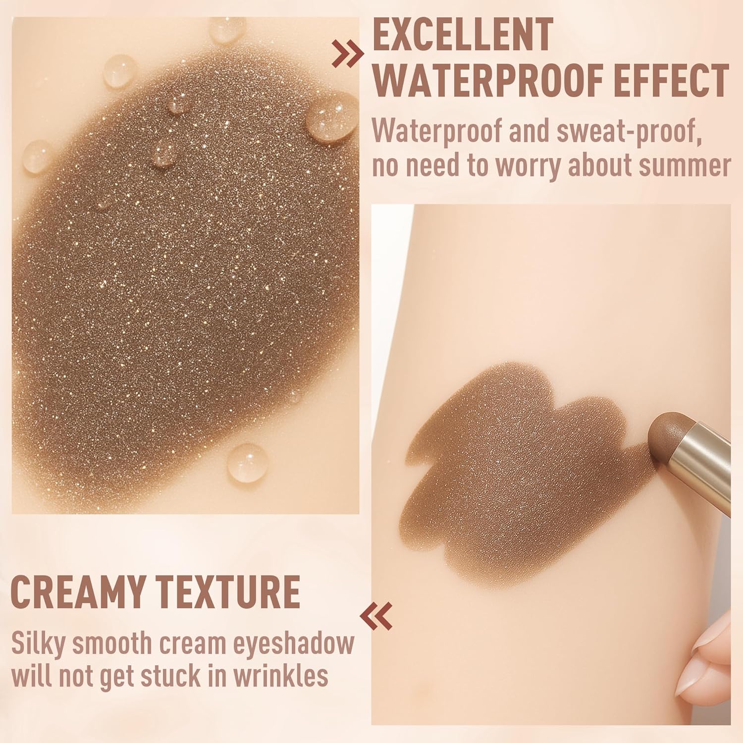 FV Cream Shimmer Eyeshadow Stick，Long Lasting & Waterproof, Multi-Use & High Pigment Eyeshadow Makeup Stick, Golden Shimmer