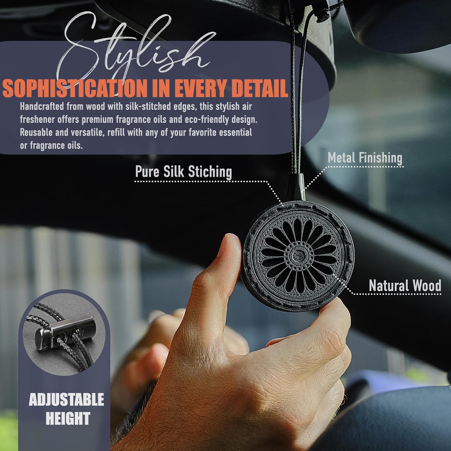 Wood Car Air Freshener — Handmade Air Freshener — Best Wheels Aromatherapy Fragrance Oil Diffuser in Wooden Gift Box — Ready To Gift Set with Mountain Rain Fragrance Oil - 10 ml