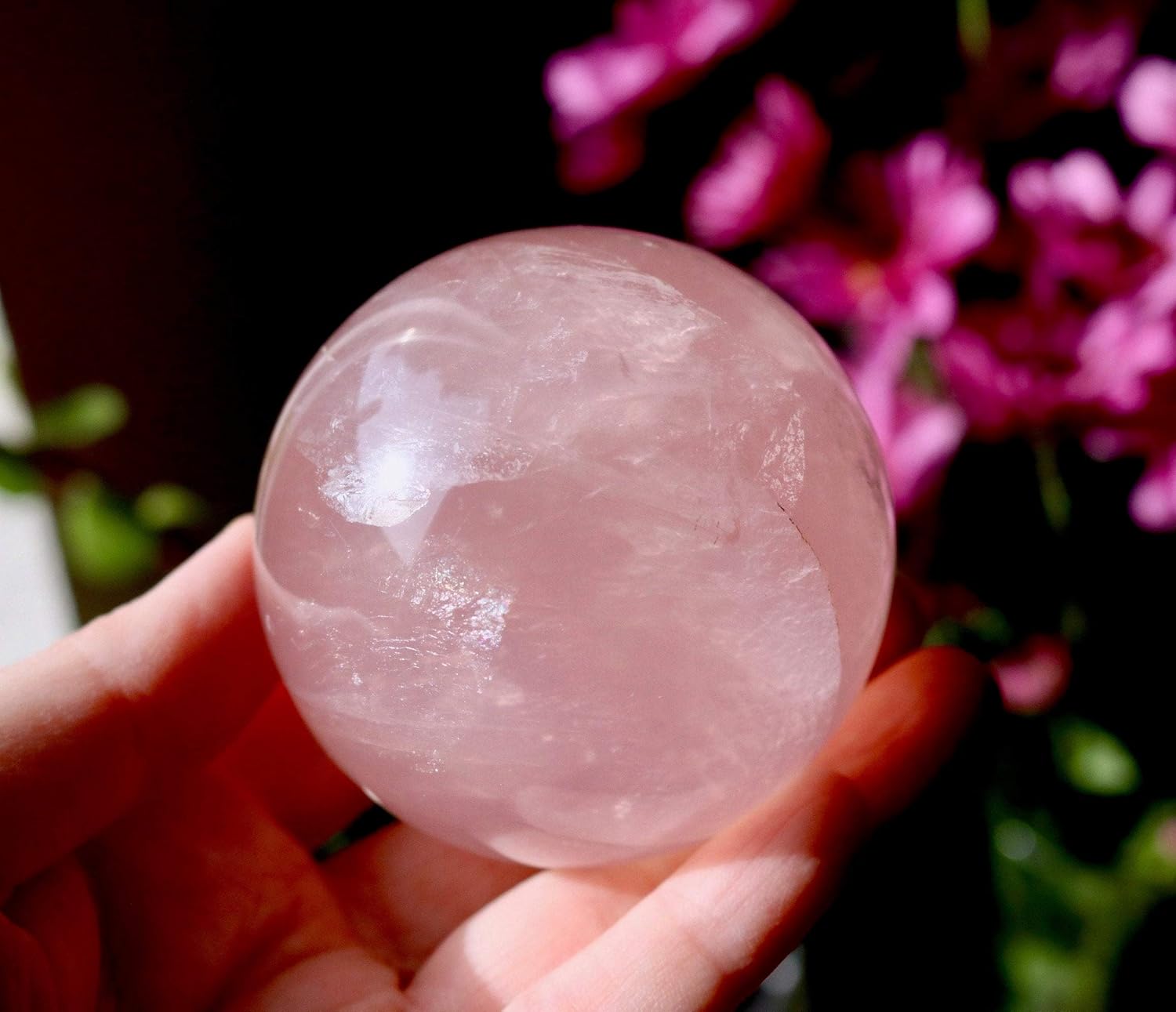 1.75" Rose Quartz Healing Baoding Balls, Pink Crystal Hand Exercise Balls for Stress Relief and Hand Therapy, Natural Quartz Sphere Gemstone Handball with Carry Pouch (Box-Packed) M14