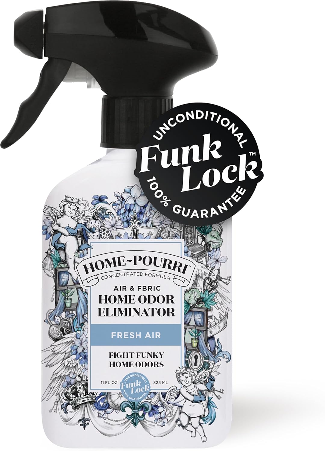 Home-Pourri Air + Fabric Multi-Purpose Odor Freshener Spray, 11 Fl Oz, Up to 570 Uses, Fresh Air Scent, Room Deodorizer with Essential Oils, for Carpets, Couches, Bedding & Curtains