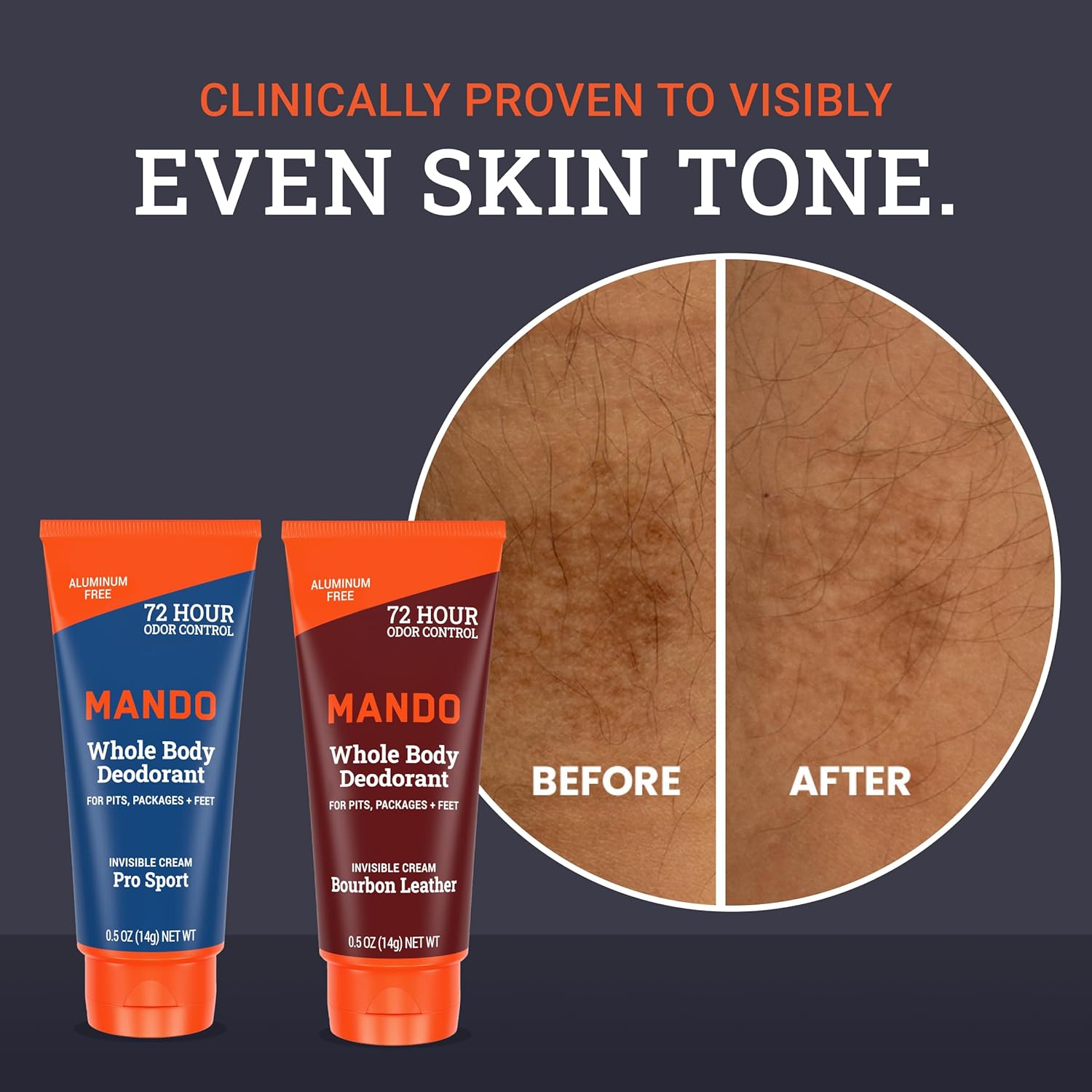 Mando Whole Body Deodorant For Men - XS Travel-Sized Invisible Cream Tube - 72-Hour Odor Control - Aluminum-Free, Baking Soda-Free - 0.5 ounce Tubes (Pack of 2) - Bourbon Leather and Pro Sport Scents