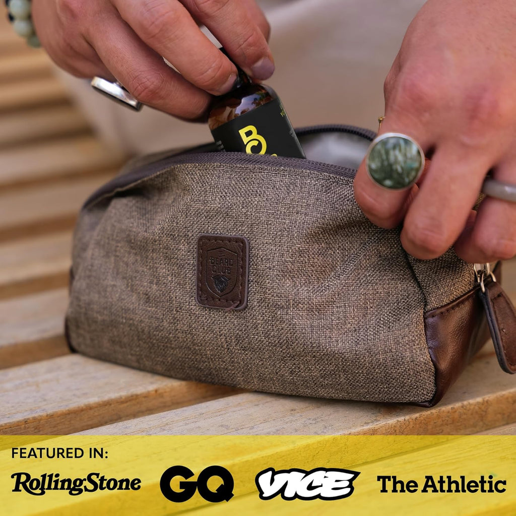 The Beard Club Stylish Travel Toiletry Bag for Men: Durable, Lightweight & Room Toiletry Travel Bag for Grooming Essentials, Shaving Kit, Shower & Bathroom Accessories