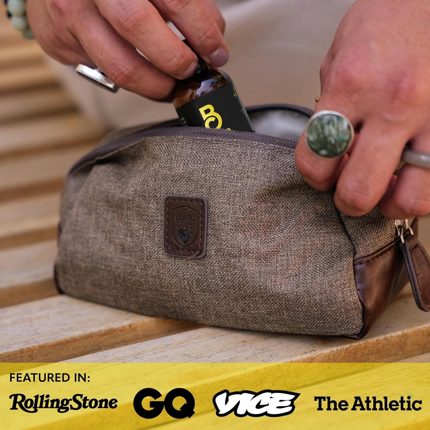 The Beard Club Stylish Travel Toiletry Bag for Men: Durable, Lightweight & Room Toiletry Travel Bag for Grooming Essentials, Shaving Kit, Shower & Bathroom Accessories