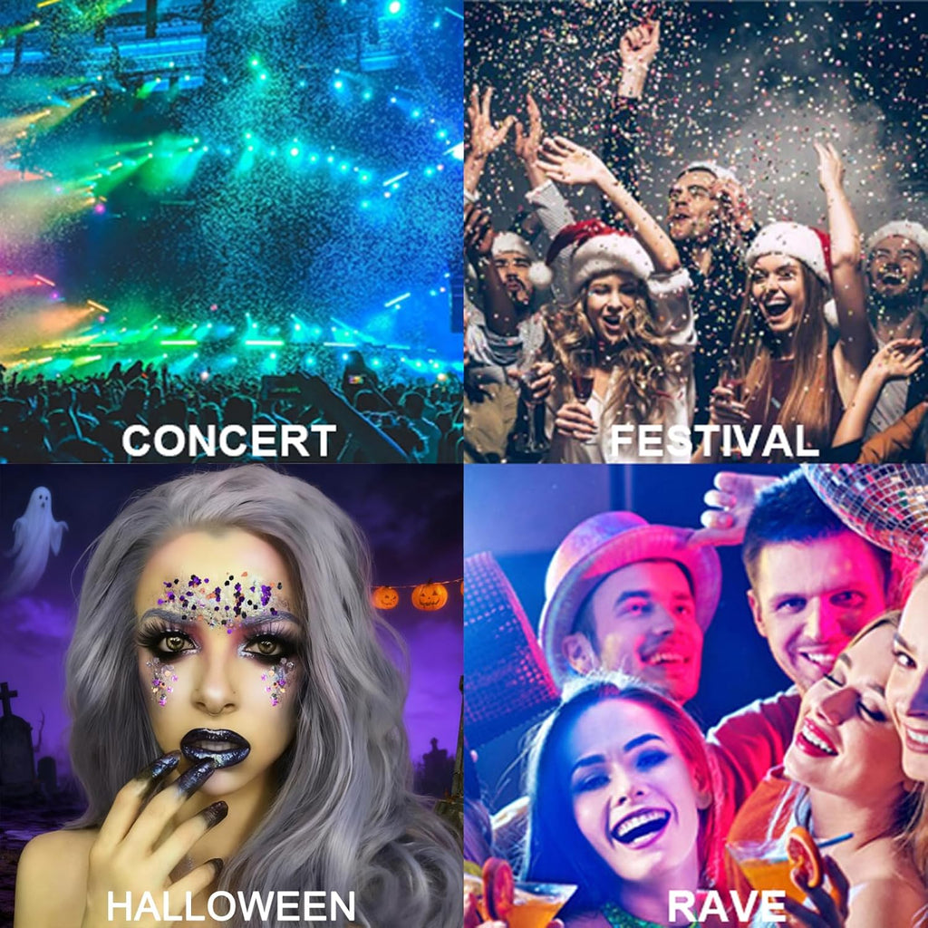 Mysense Halloween Body Glitter Stick, Black Purple and Orange Face Hair Glitter for Kids Women, Festival Rave Pride Accessories, Sparkling Chunky Glitter Makeup, 0.56oz