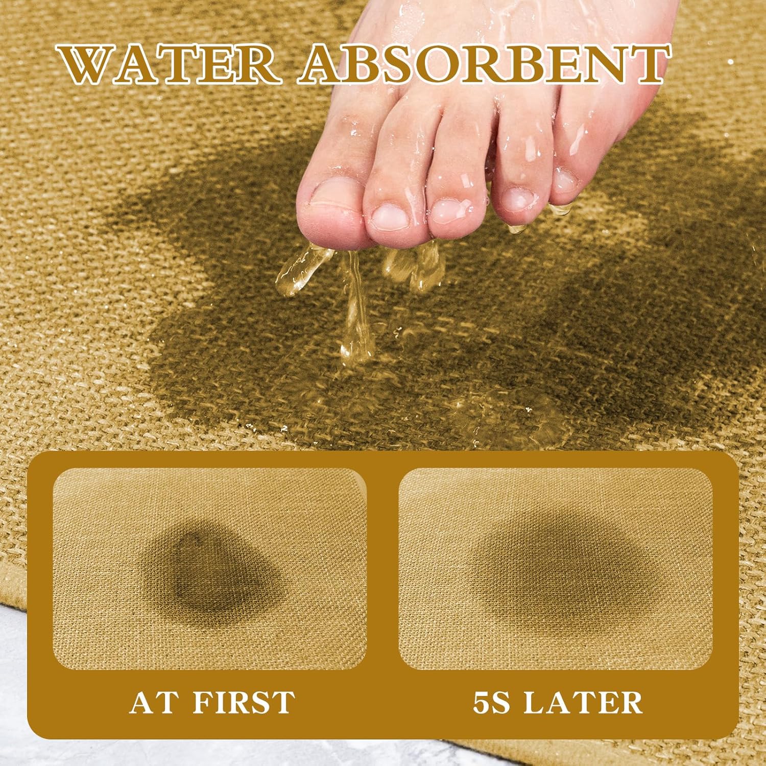 chakme Bathroom Rugs Mat 59x17, Ultra Thin Non Slip Bath Mats Runner Quick Dry Absorbent Bath Mat for Bathroom Floor, (Yellow, 59"x17")