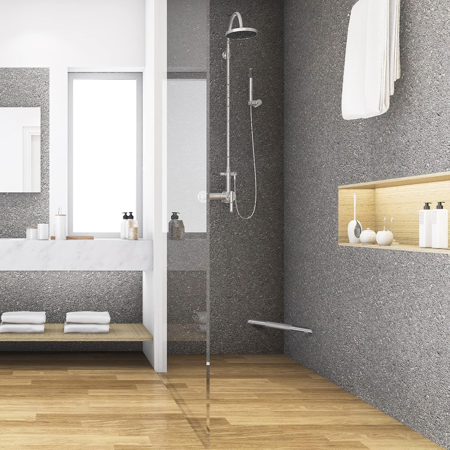 Shower Foot Rest Bar,Corner Foot Rest for Shaving Legs,Wall Mounted Shower Foot Ledge,Antislip Knurled Brass Bar Bathroom Step,Brushed Nickel