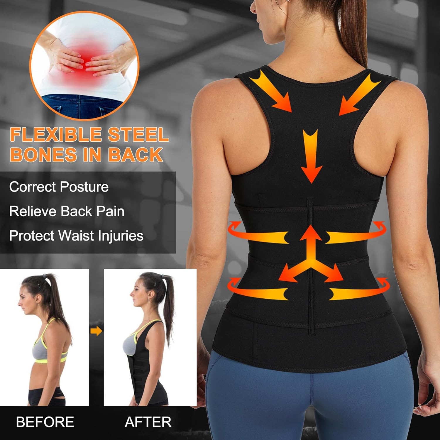 Nebility Womens' Sauna Sweat Vest Weight Loss Workout Waist Trainer