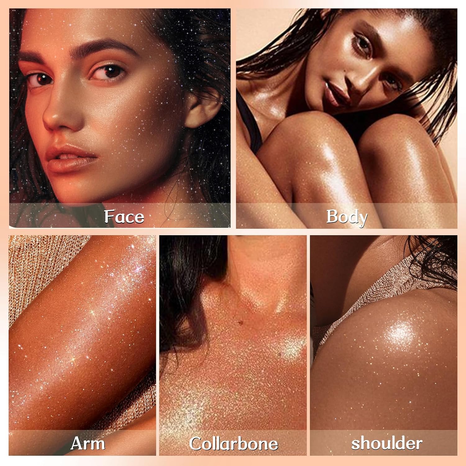 Glitter Spray for Hair and Body, Glitter Body Spray, Quick-Drying Waterproofing Body Shimmer Suitable for Festival Rave (Gold, 2.6 fl oz)