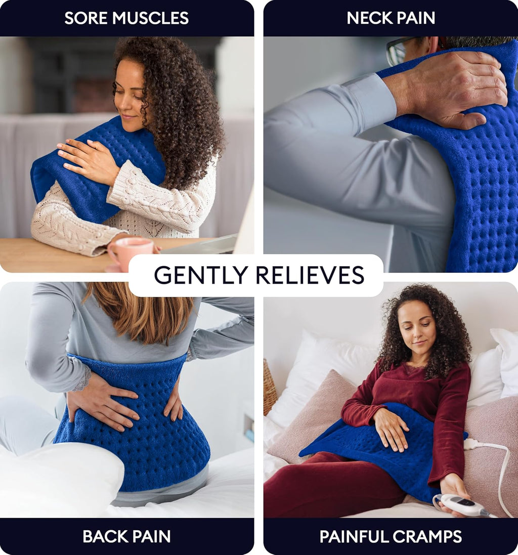 GENIANI Electric Throw - XL Heating Pad for Back Pain & Cramps Relief, Auto Shut Off, Machine Washable, Heat Pad, for All, Gifts for Women, Gifts for Men, Heat Patch (Space Blue)