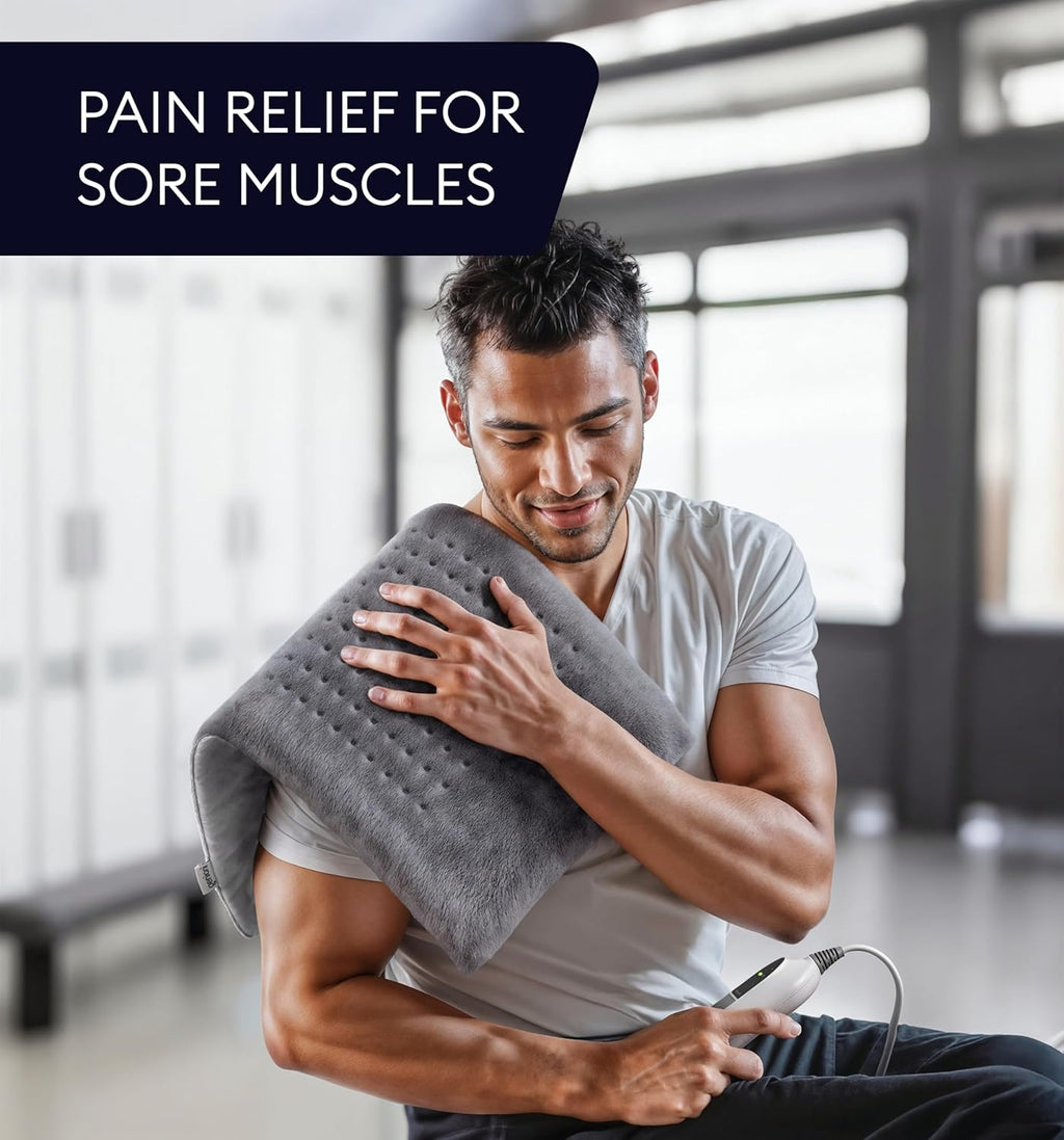 GENIANI Electric Throw - XXL 18"x26" Heating Pad for Back Pain & Cramps Relief, Auto Shut Off, Machine Washable, Heat Pad, Holiday Gifts for Women, Men, Heat Patches (Tabby Gray)