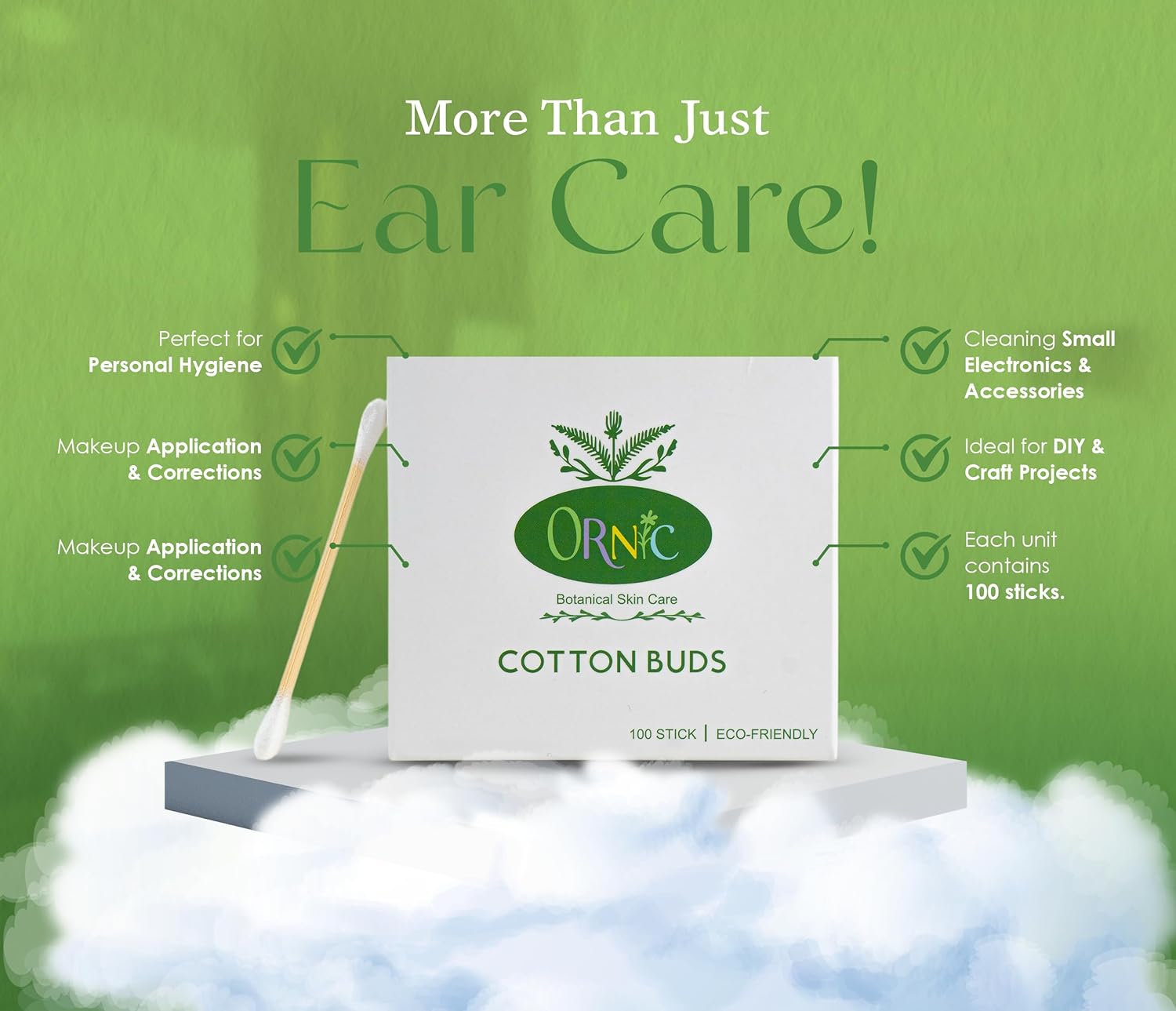 Bamboo Cotton Swabs – Eco-Friendly Cotton Swabs for Personal Care – Biodegradable Cotton Buds for Zero Waste Personal Care – Plastic-Free Cotton Swabs for Makeup, Hygiene & Beauty (500 Count)