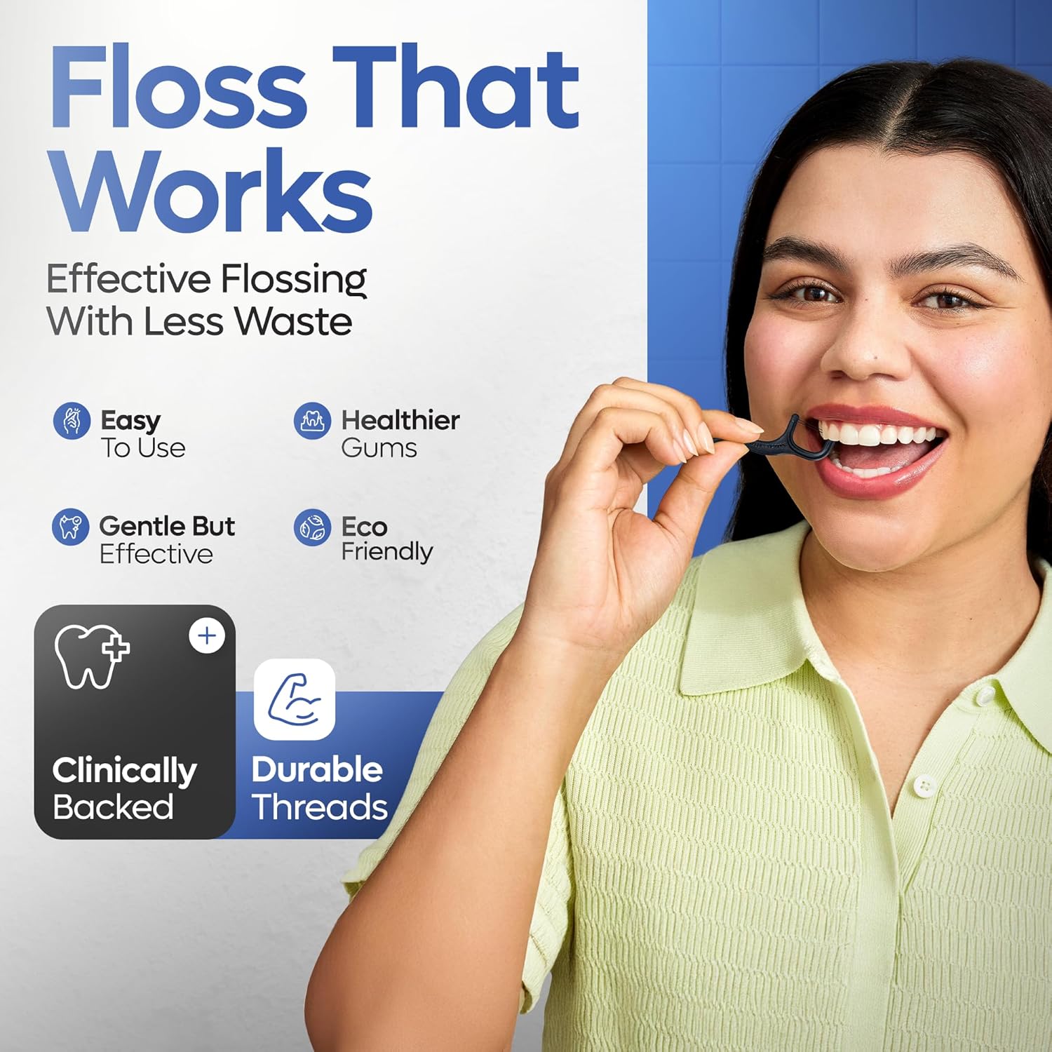 SmartLifeco Eco-Friendly Dual-Thread Dental Floss Picks (200ct) - Flossers Made with Straw Wheat Blend, Natural Teeth Whitening, Tooth Pick Stick for Adults, Activated Bamboo Charcoal Floss Thread