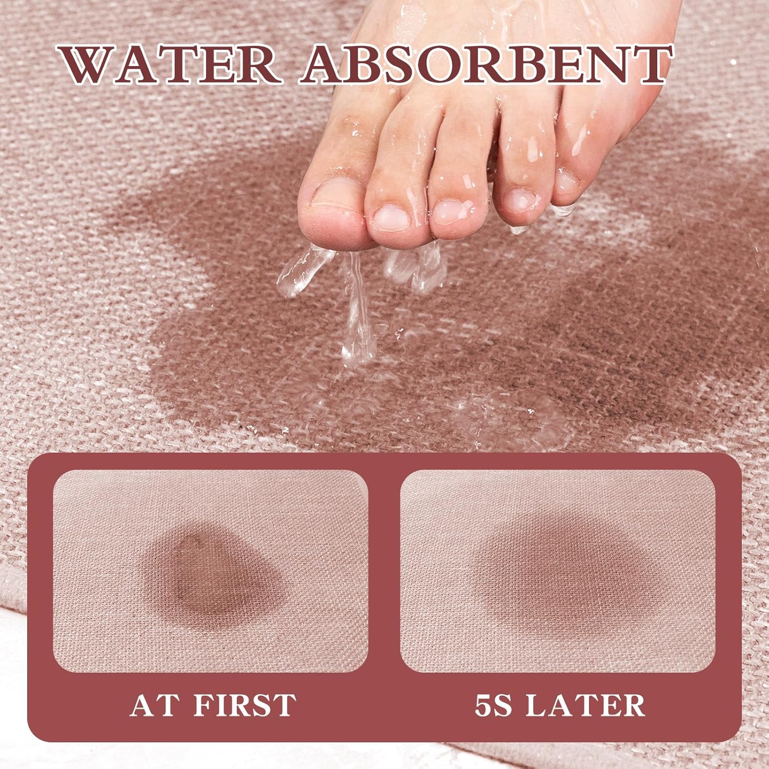 chakme Bathroom Rugs Mat 32x17, Ultra Thin Non Slip Bath Mat Quick Dry Absorbent Bath Mat for Bathroom Floor, (Pink, 32"x17")