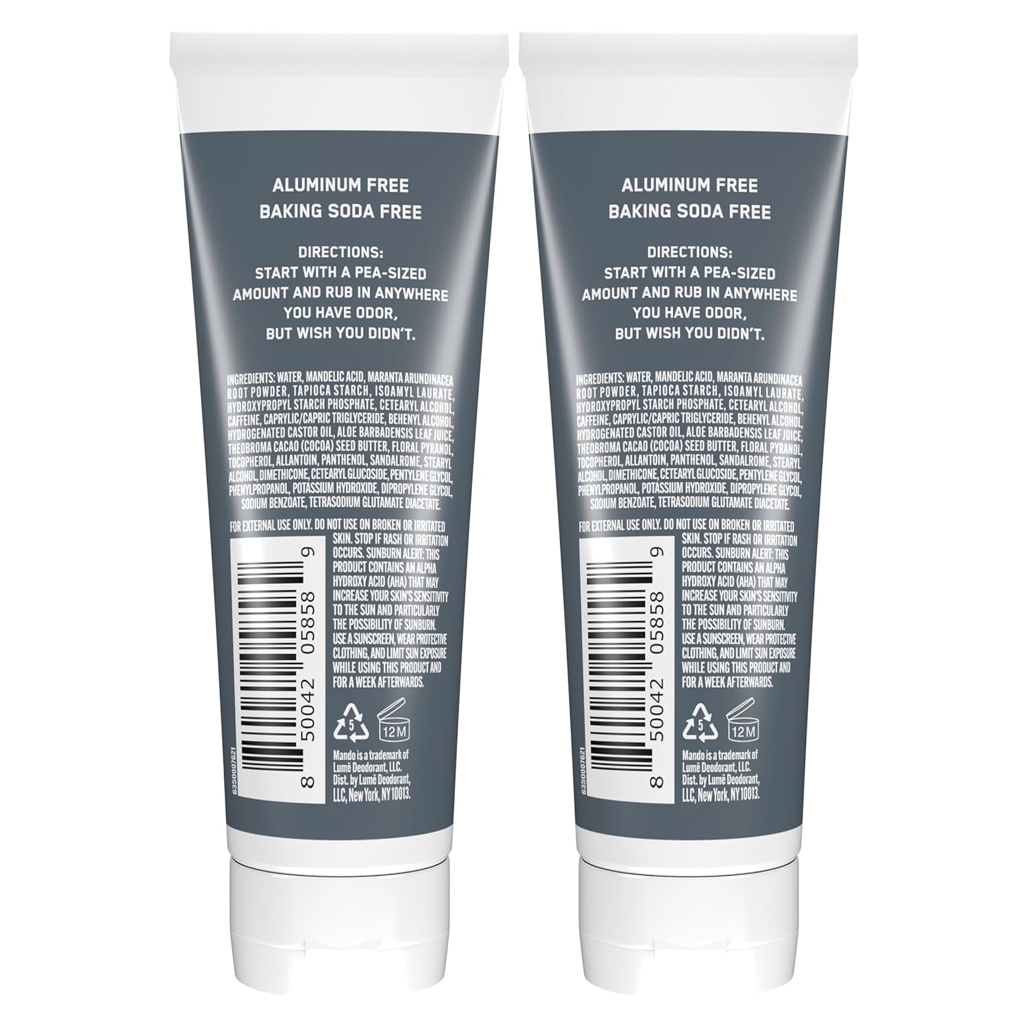 Mando Whole Body Deodorant For Men - Invisible Cream - 72 Hour Odor Control - Aluminum Free, Baking Soda Free, Skin Safe - 3 ounce (Pack of 2) - Unscented