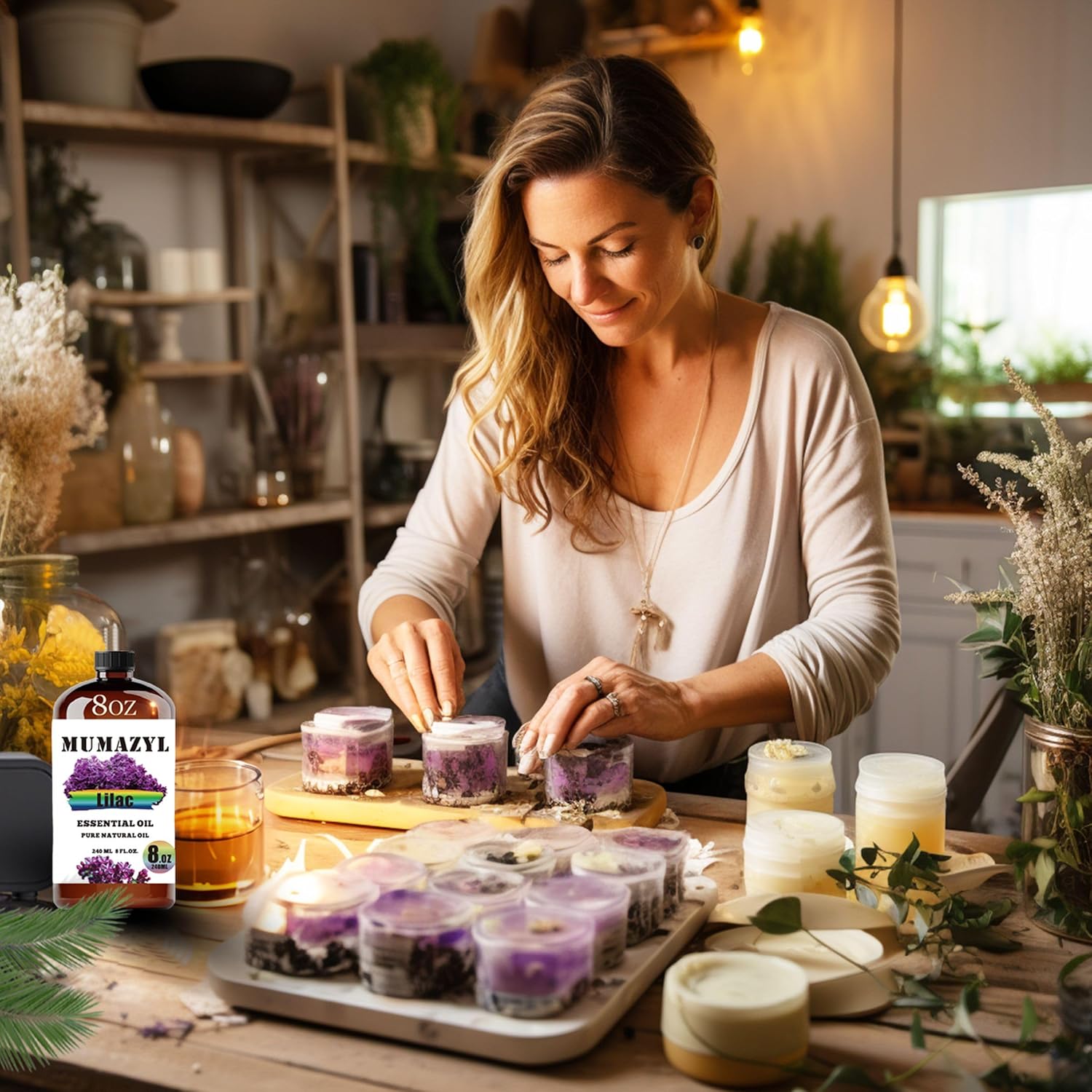 Lilac Essential Oil, Lilac Oil 8 Fl Oz 240ML for Diffuser Humidifier Yoga Cleaning DIY Candle Soap Making Essential Oils