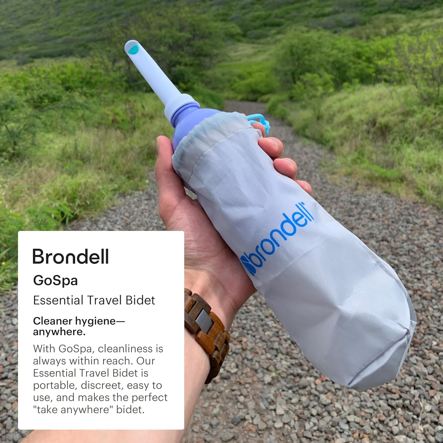 Brondell GoSpa Travel Bidet GS-70 Easy-to-use Portable Bidet with Convenient Nozzle Storage, Travel Bag, 400 ml Capacity, and Angled Nozzle Spray