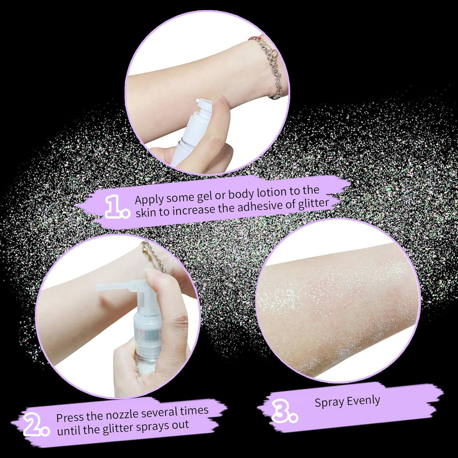 MEICOLY White Hair and Body Glitter Spray,25g/0.88OZ,Shinny Sparkle Glitter Spray for Clothes,Loose Shimmer Hairspray for Festival Rave Makeup/Stage Performance,Lightweight