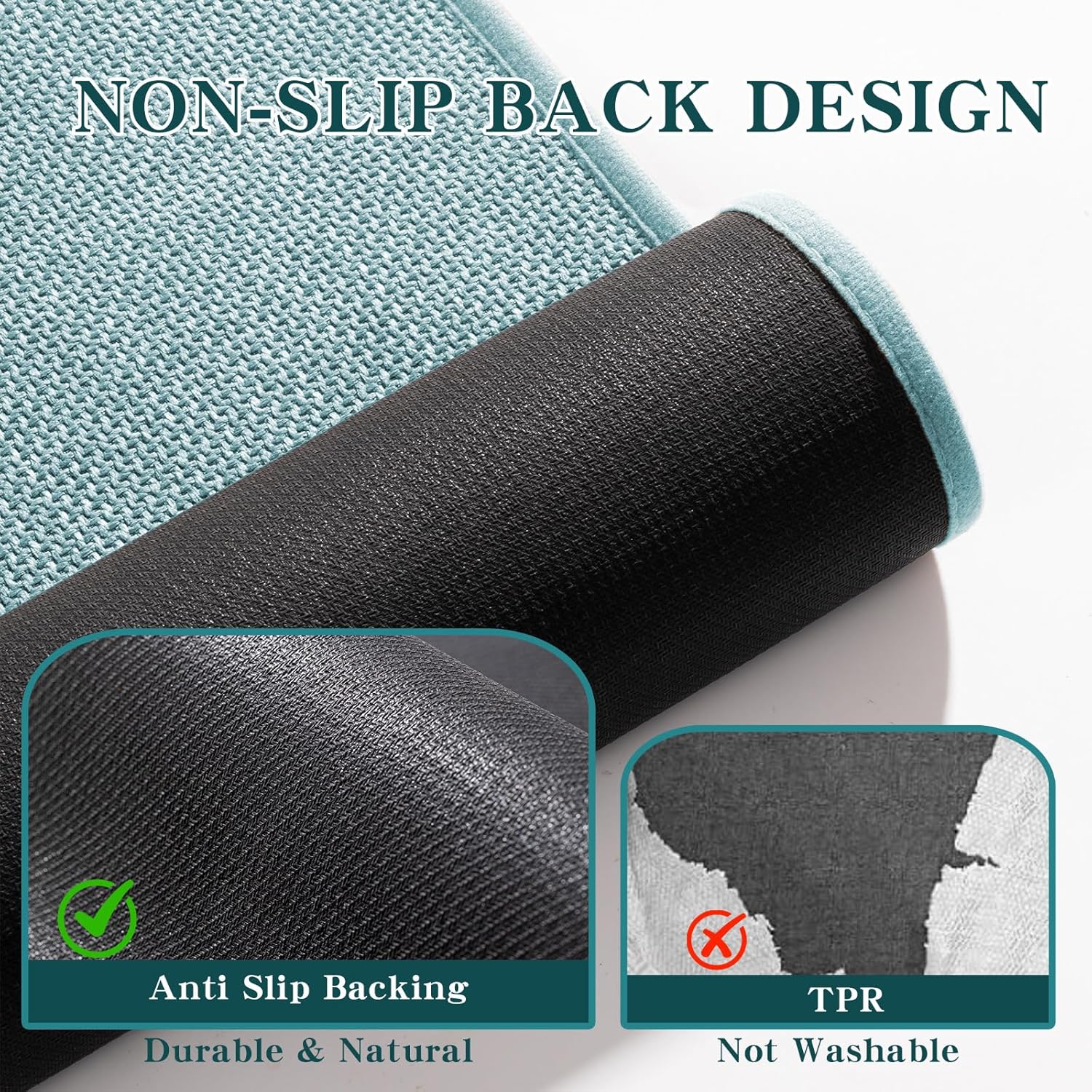 chakme Bathroom Rugs Mat 24x17, Ultra Thin Non Slip Bath Mat Small Quick Dry Absorbent Bath Mat for Bathroom Floor, (Light Blue, 24"x17")