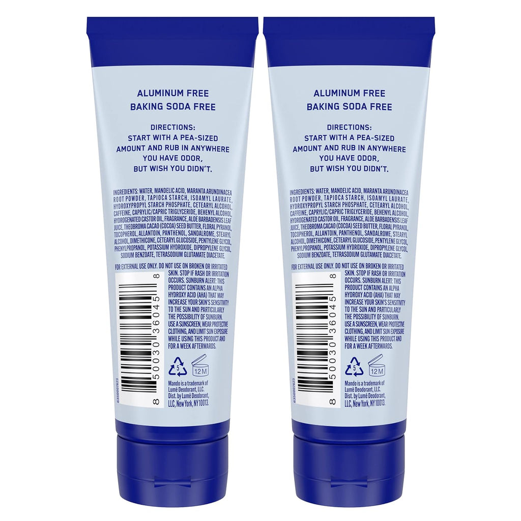 Mando Whole Body Deodorant For Men - Invisible Cream - 72 Hour Odor Control - Aluminum Free, Baking Soda Free, Skin Safe - 3 ounce (Pack of 2) - Pro Sport
