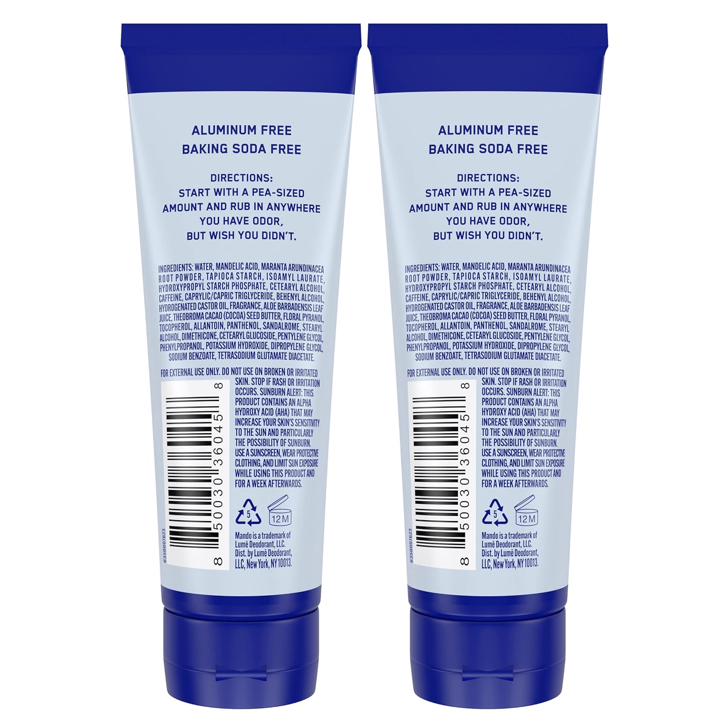 Mando Whole Body Deodorant For Men - Invisible Cream - 72 Hour Odor Control - Aluminum Free, Baking Soda Free, Skin Safe - 3 ounce (Pack of 2) - Pro Sport