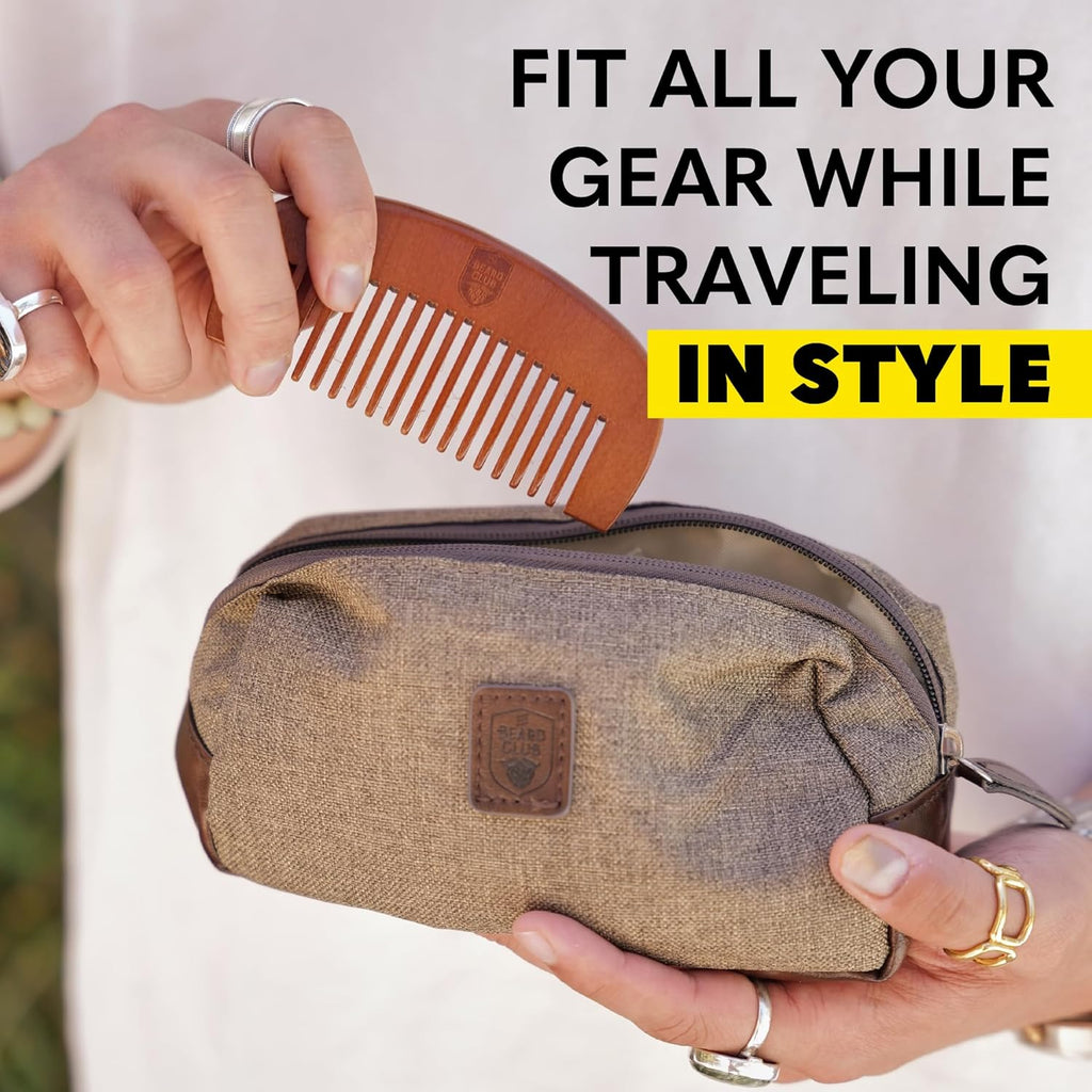 The Beard Club Stylish Travel Toiletry Bag for Men: Durable, Lightweight & Room Toiletry Travel Bag for Grooming Essentials, Shaving Kit, Shower & Bathroom Accessories