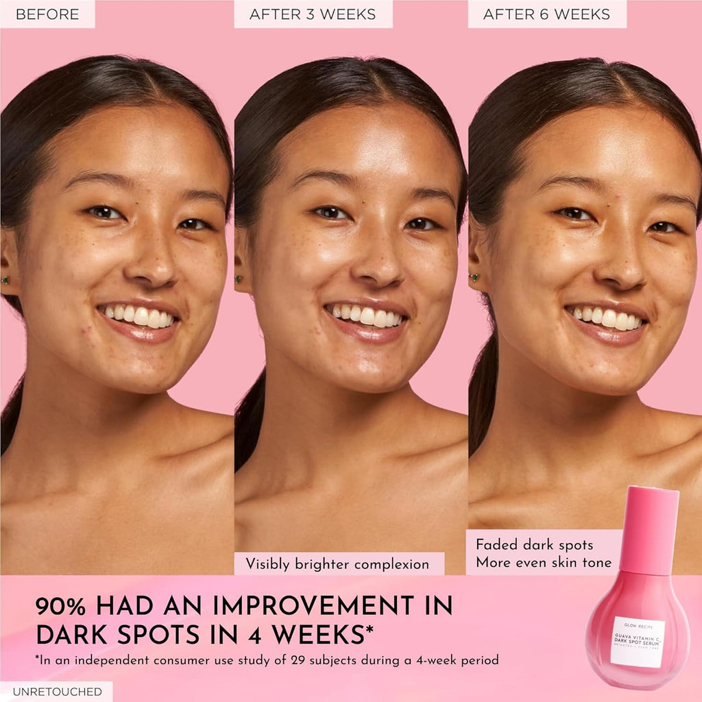 Glow Recipe Guava Vitamin C Serum for Sensitive Skin - Moisturizing, Brightening & Vegan Korean Skin Care Face Serum for Dark Spots, Even Tone & Redness - Tranexamic, Ferulic Acid & Vitamin E (30ml)