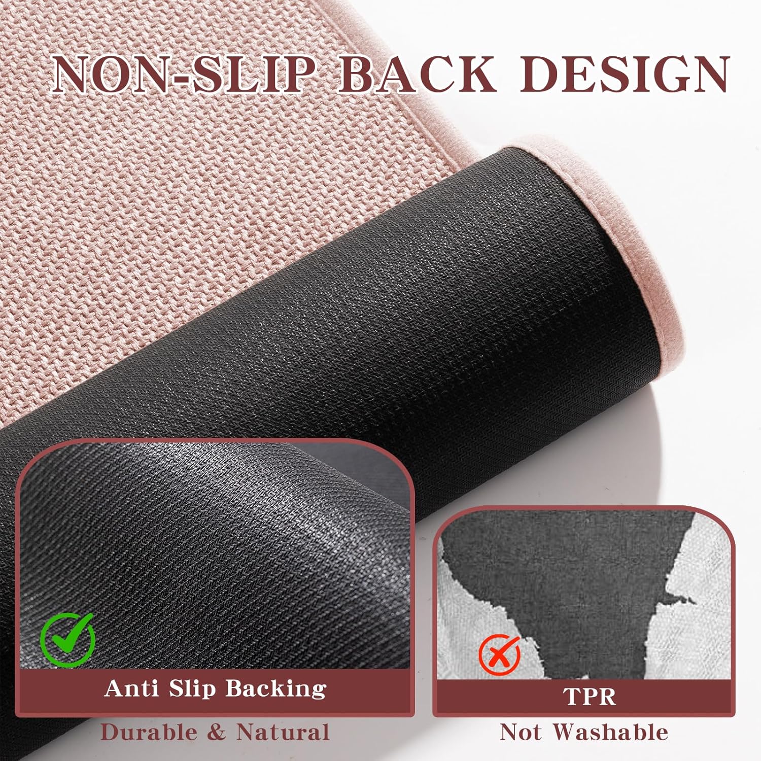 chakme Bathroom Rugs Mat 32x17, Ultra Thin Non Slip Bath Mat Quick Dry Absorbent Bath Mat for Bathroom Floor, (Pink, 32"x17")