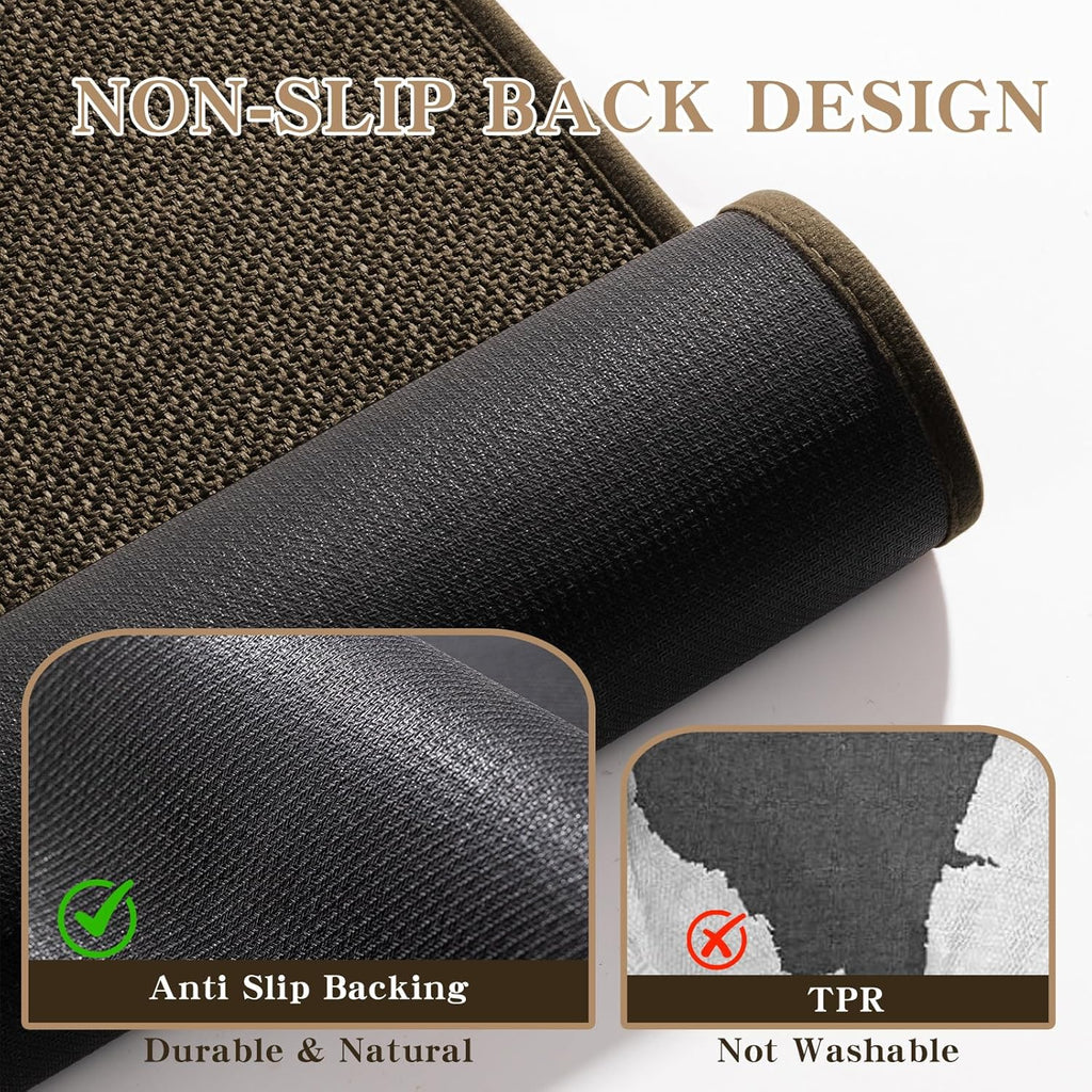 chakme Bathroom Rugs Mat 47x17, Ultra Thin Non Slip Bath Rug Runner Quick Dry Absorbent Bath Mat for Bathroom, (Brown, 47"x17")