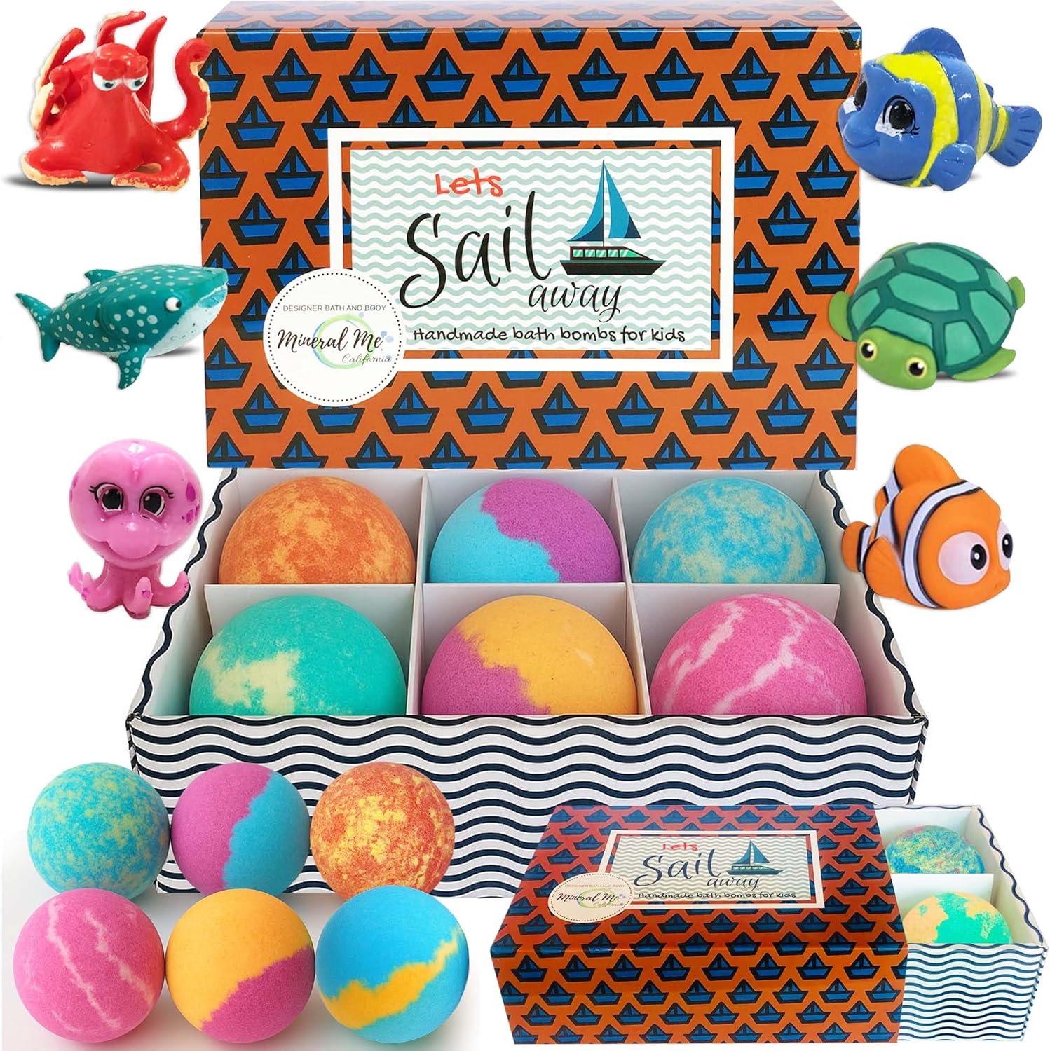 Bath Bombs for Kids with Surprise Inside - Organic, Gentle & Kid Friendly Bubble Bath Fizzies with Toys Inside. Spa Bath Fizz Balls Kit. Fizzy Balls w/Rich Bubbles, Birthday Gifts for Boys, Girls