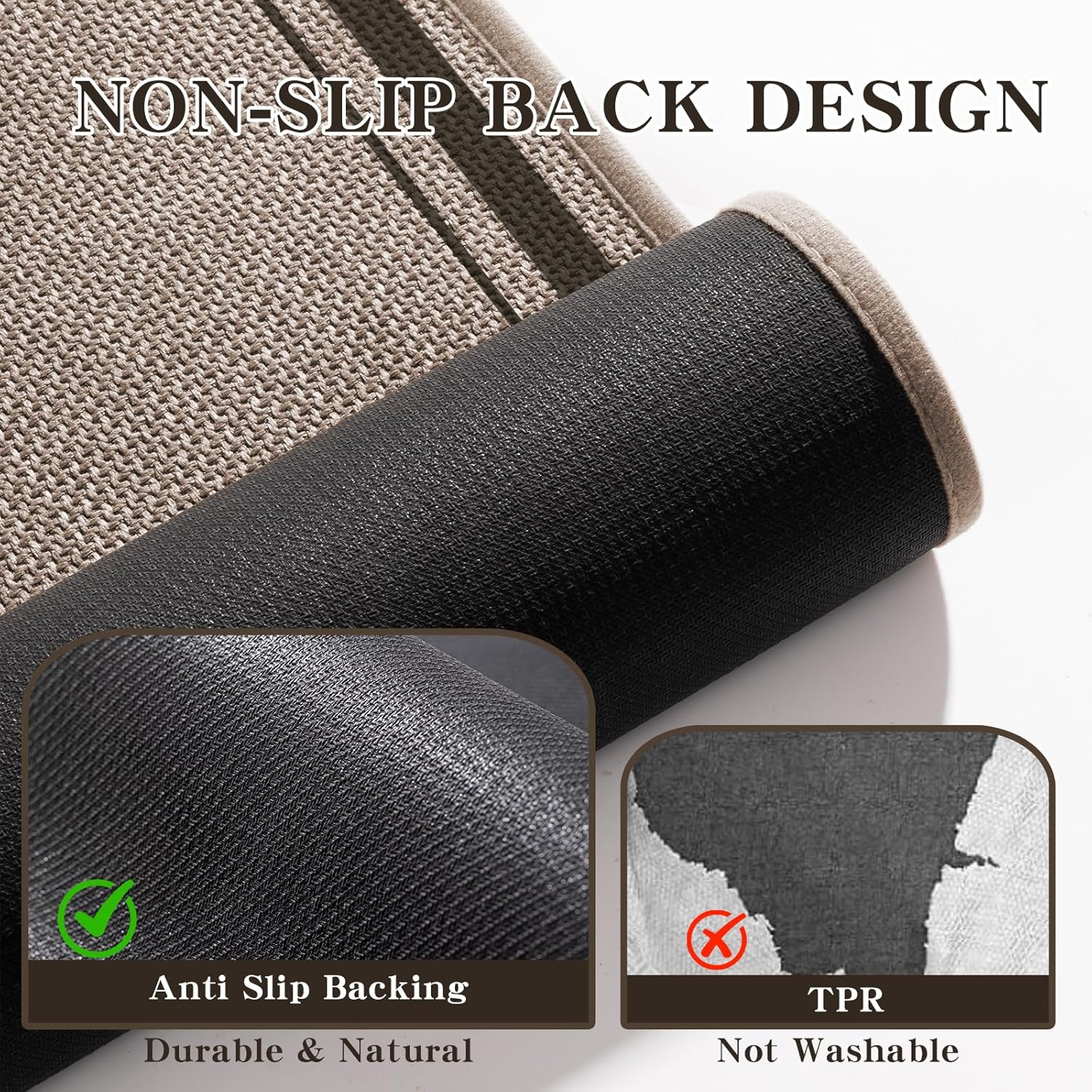 chakme Bathroom Rugs Mat 59x24, Ultra Thin Non Slip Bath Mat Large Quick Dry Absorbent Bath Mat for Bathroom Floor, (Dark Beige, 59"x24")