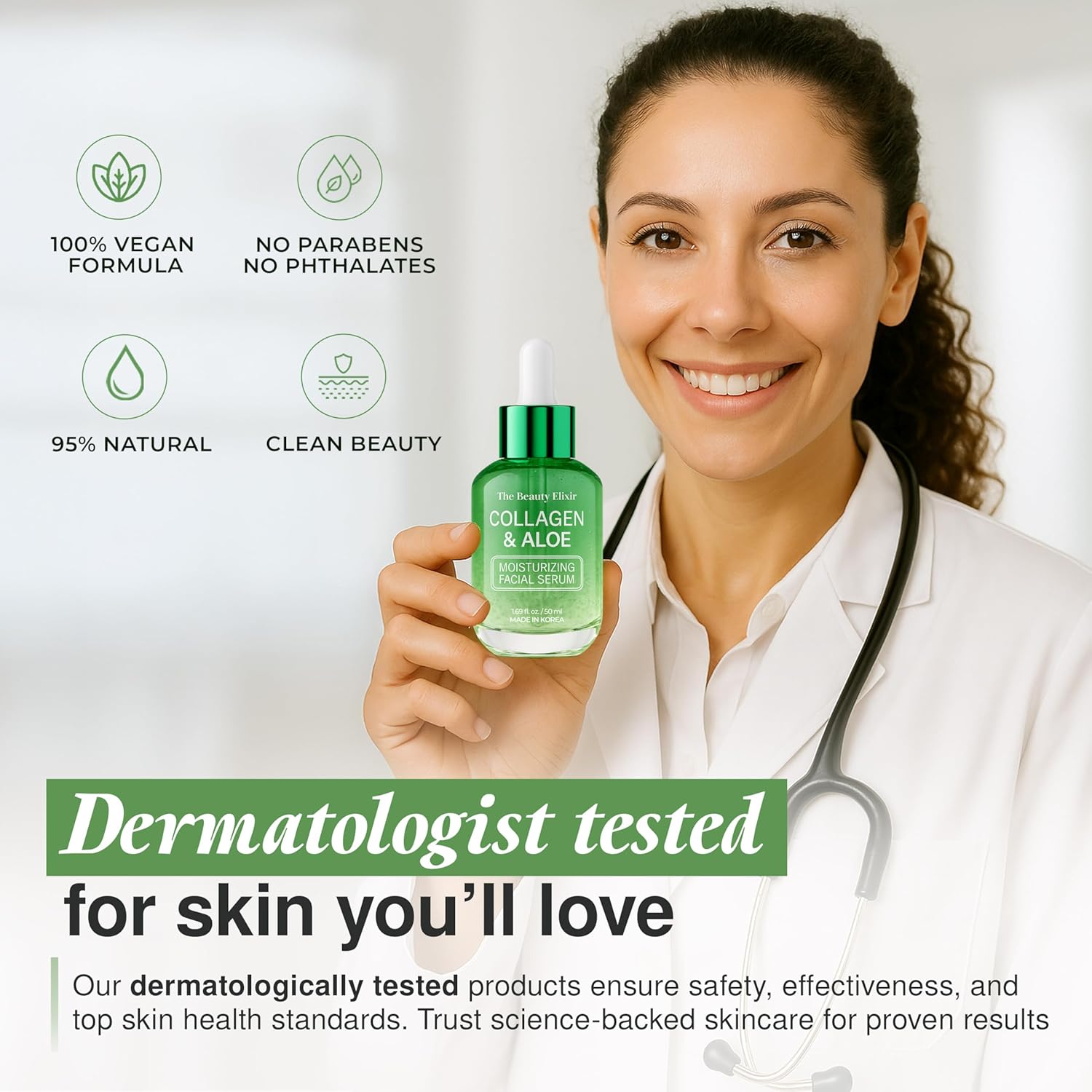 Aloe & Collagen Serum For Face - Dermatologist Tested, Anti-Aging, Ultra Hydrating Aloe Vera Gel For Face - Natural Ingredients, Clean Beauty, Cruelty-Free Korean Skin Care - 1.69 oz