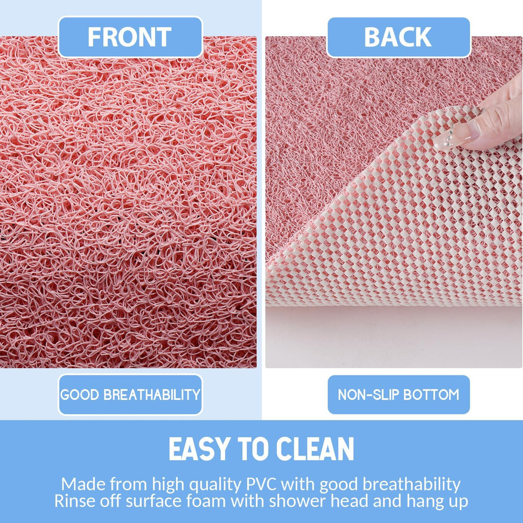 Non-Slip Bathtub Mat, Anti Slip Shower Mat, Fast Drying Bathtub Mats, Foot Scrubber Mat, Anti Slip Mat for Tub, Floor, Bathroom, Kitchen, Home, Hotel (Pink 40"×16")