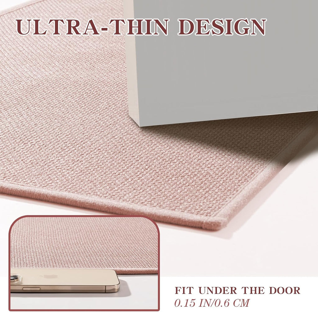 chakme Bathroom Rugs Mat 32x17, Ultra Thin Non Slip Bath Mat Quick Dry Absorbent Bath Mat for Bathroom Floor, (Pink, 32"x17")