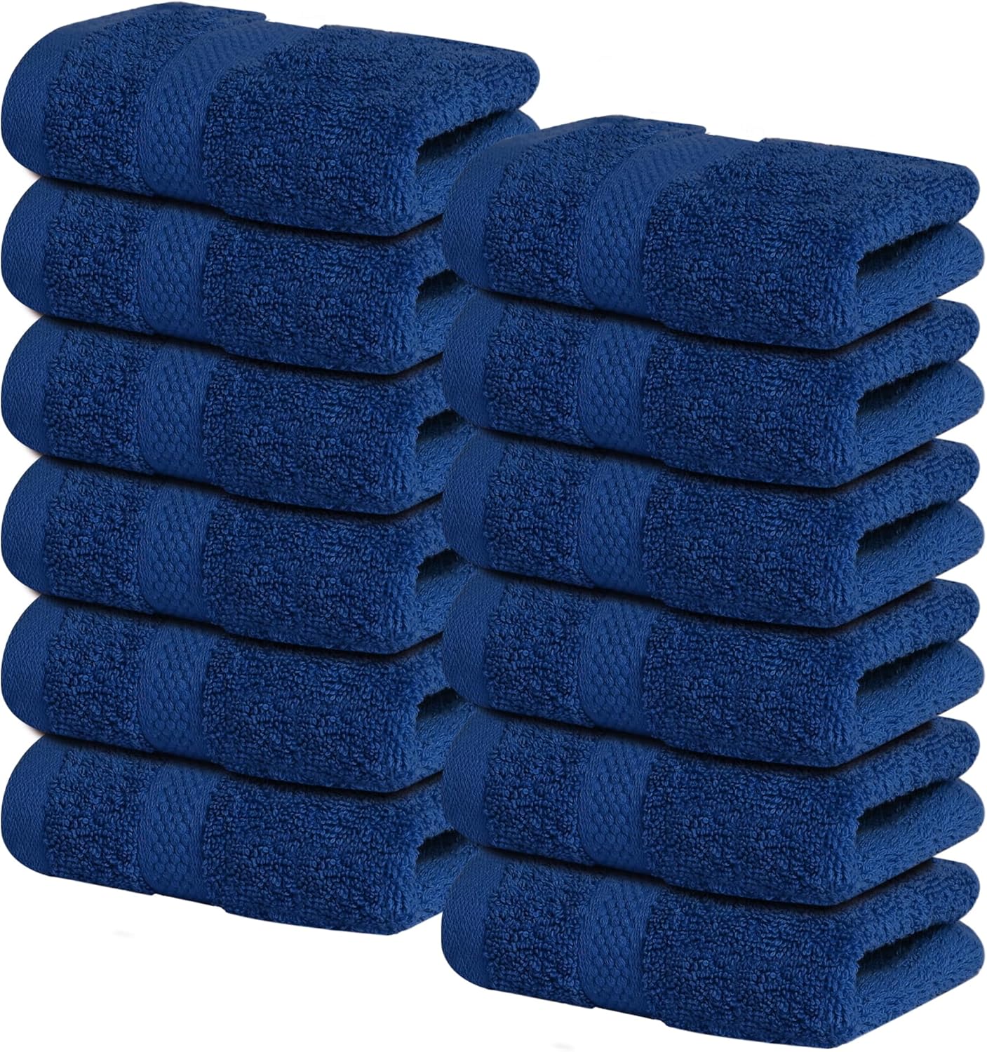 Infinitee Xclusives Luxury Wash Cloths for Showering [13x13] – 100% Cotton Washcloths [Pack of 12], Soft and Absorbent Face Towels for Bathroom Wash Clothes, Gym, and Spa (Tranquil Navy)